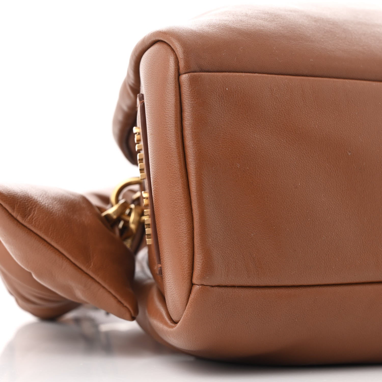 Nappa Knot Top Handle Shoulder Bag Cognac