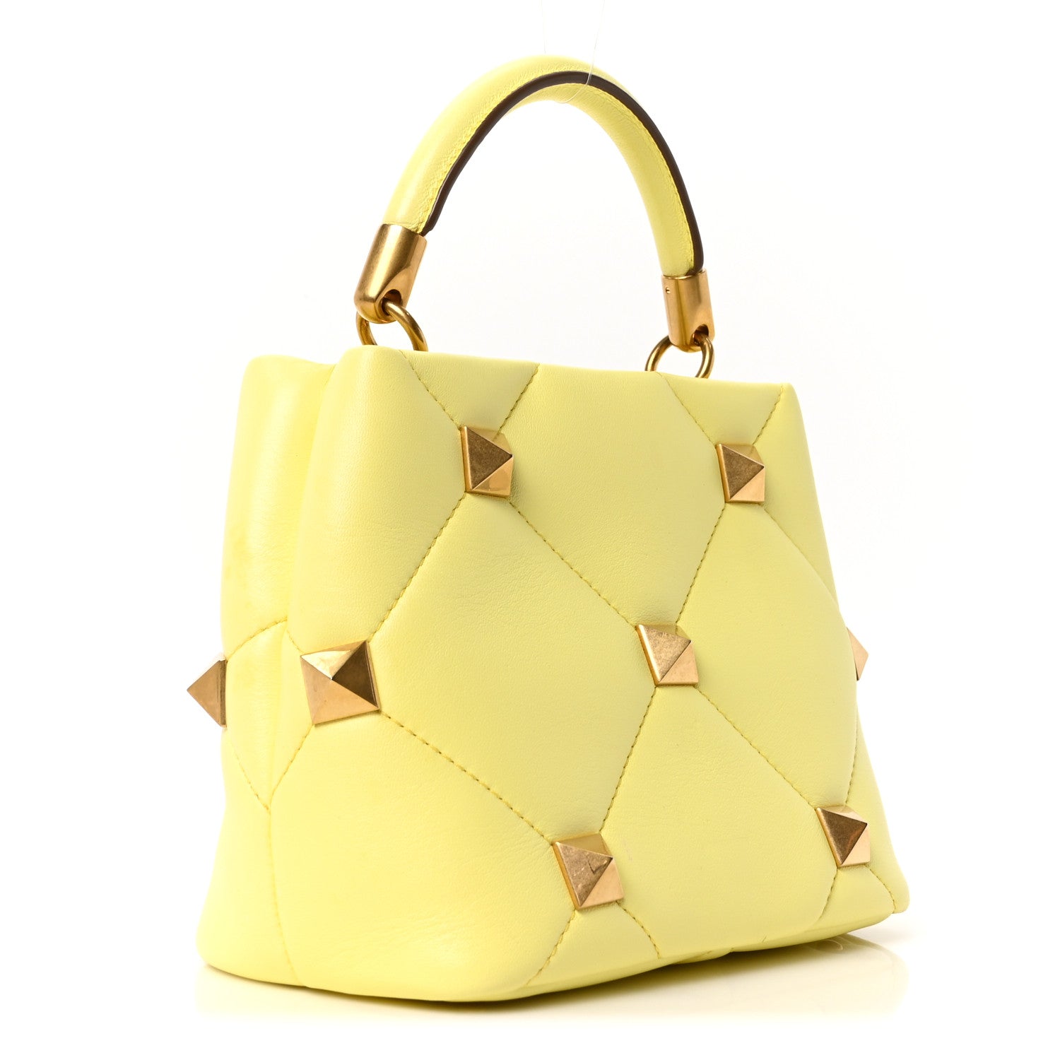 Nappa Small Roman Stud The Handle Bag Lime Sorbet