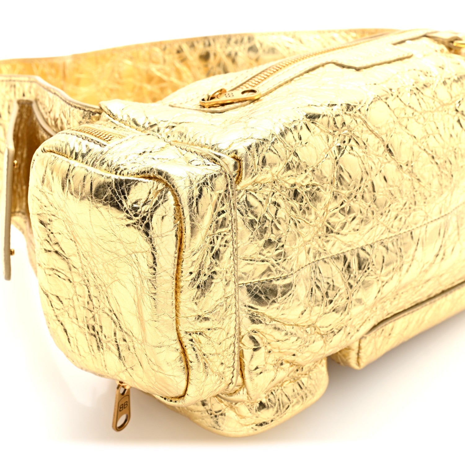 Metallized Agneau Arena Superbusy XS Sling Zip Shoulder Bag Gold