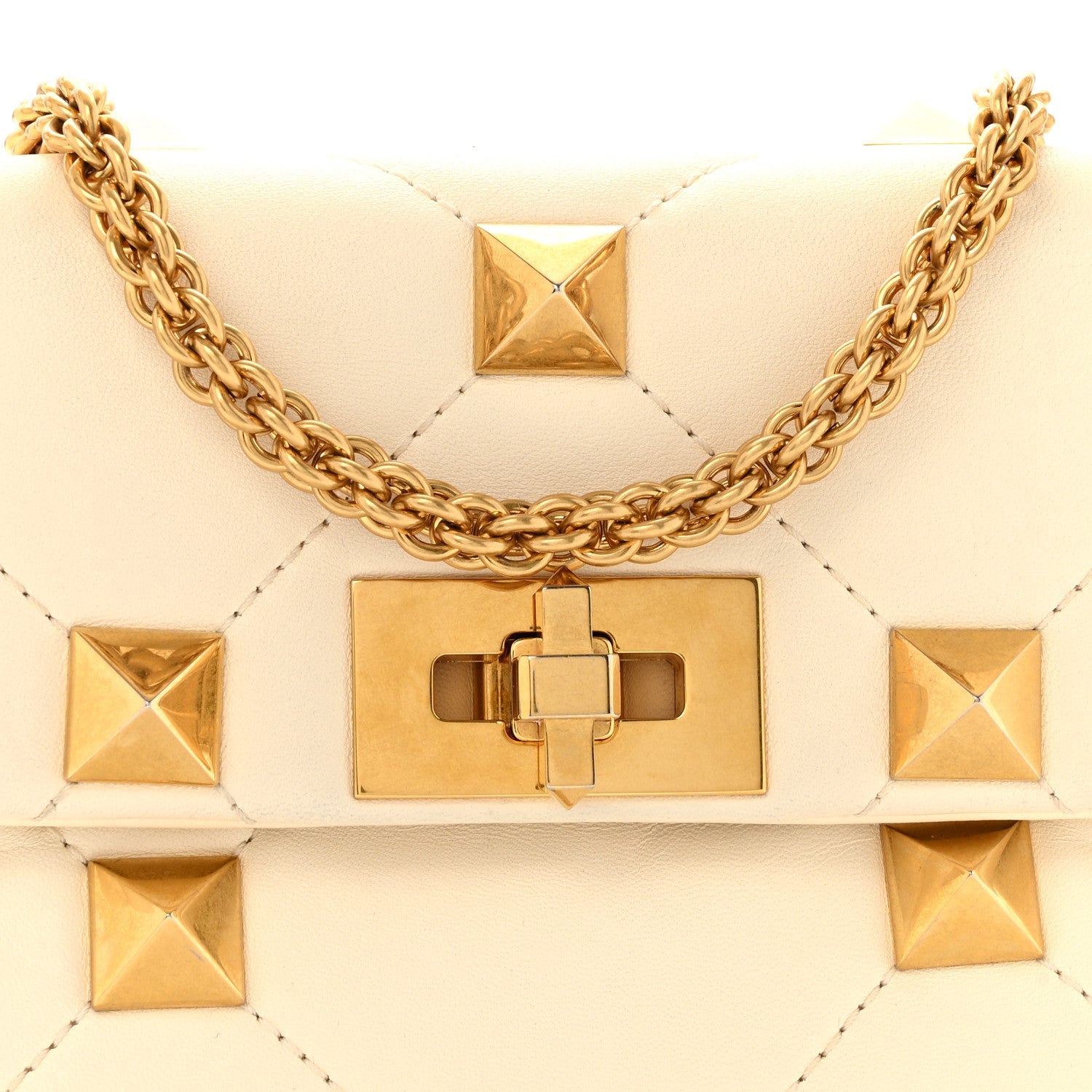 Nappa Medium Roman Stud Shoulder Bag Ivory