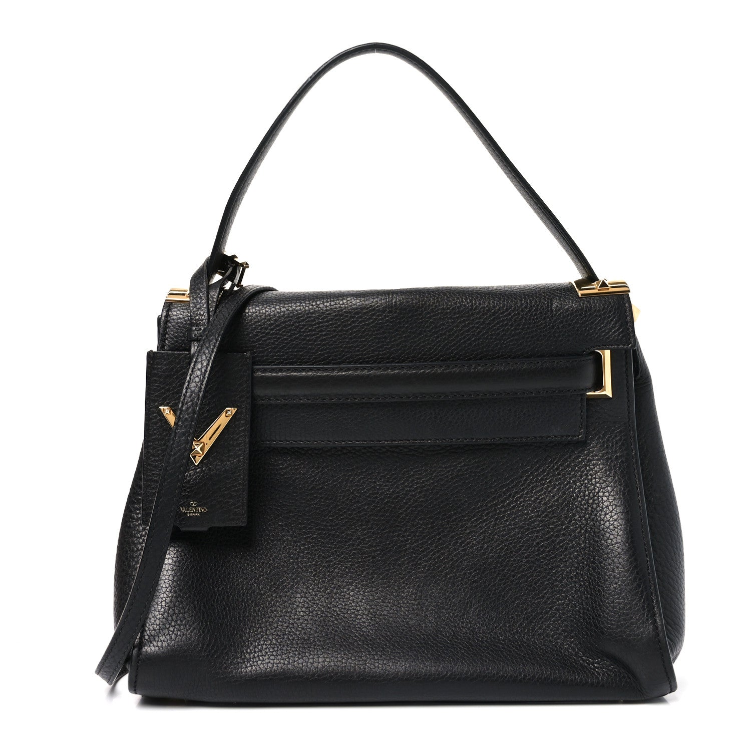 Pebbled Calfskin Medium My Rockstud Frame Bag Black