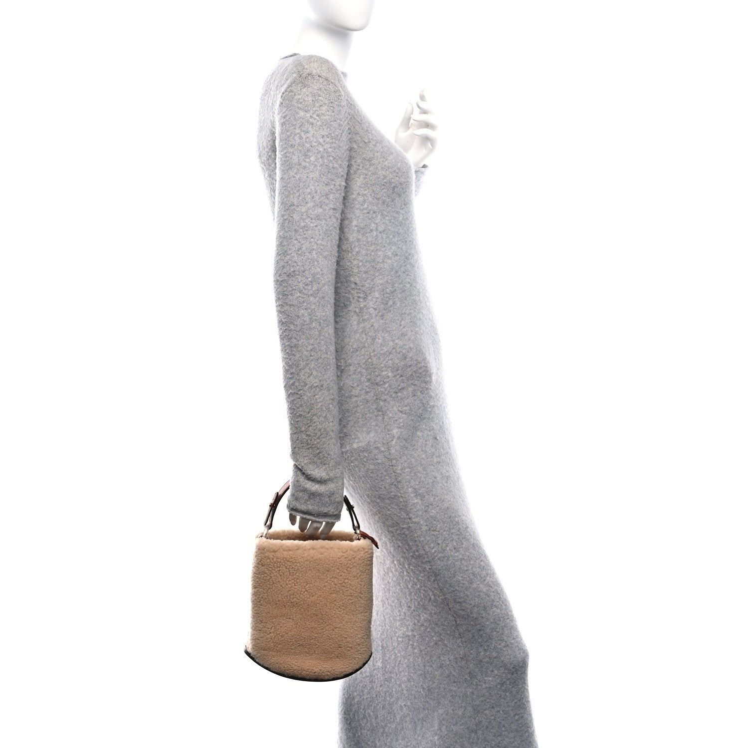 Teddy Calfskin Mini Pin Daily Surpique Bucket Natural