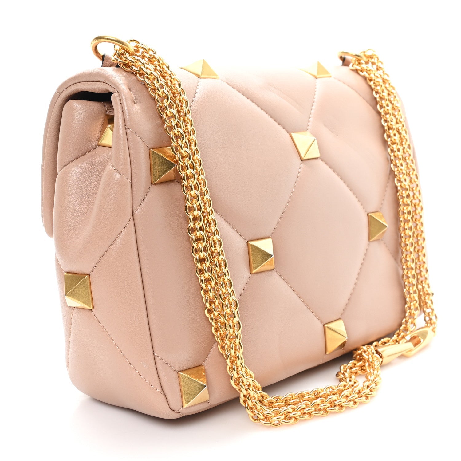 Nappa Large Roman Stud Shoulder Bag Rose Cannelle