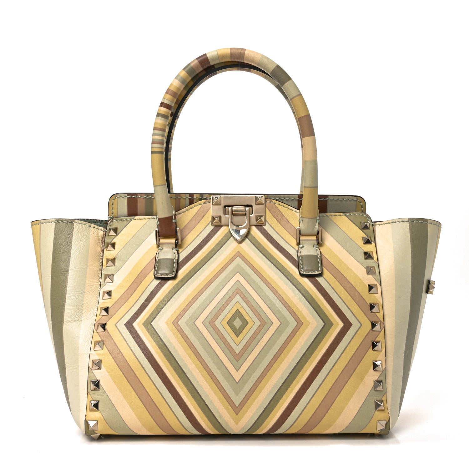 Vitello Native Couture 1975 Small Rockstud Double Handle Tote Multicolor