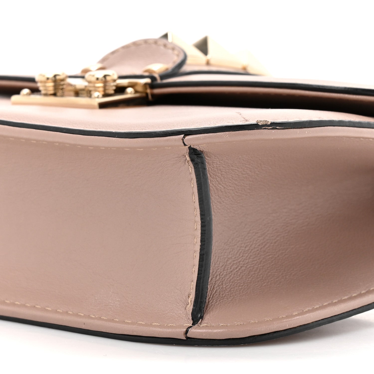 Vitello Small Glam Lock Rockstud Flap Poudre