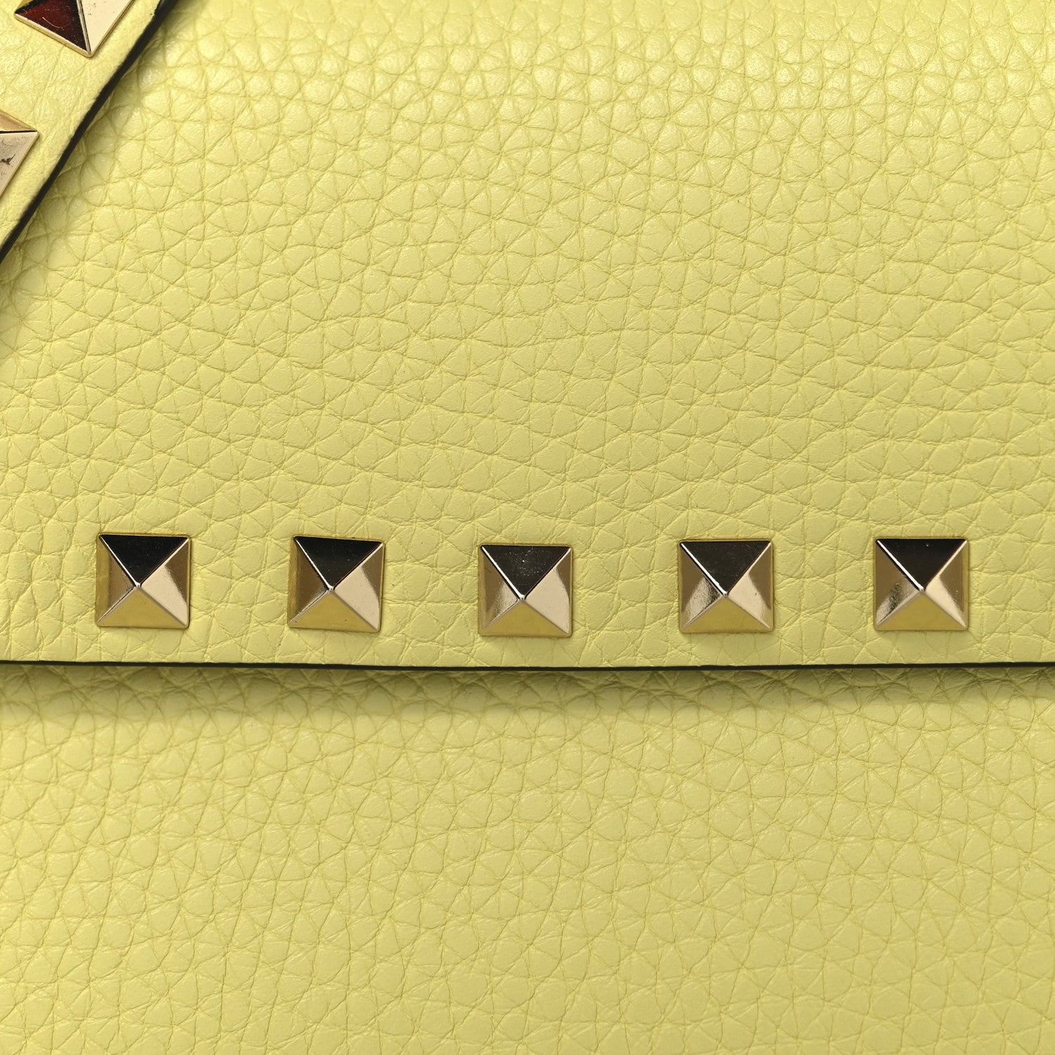 Grainy Calfskin Rockstud Crossbody Pouch Lime Sorbet