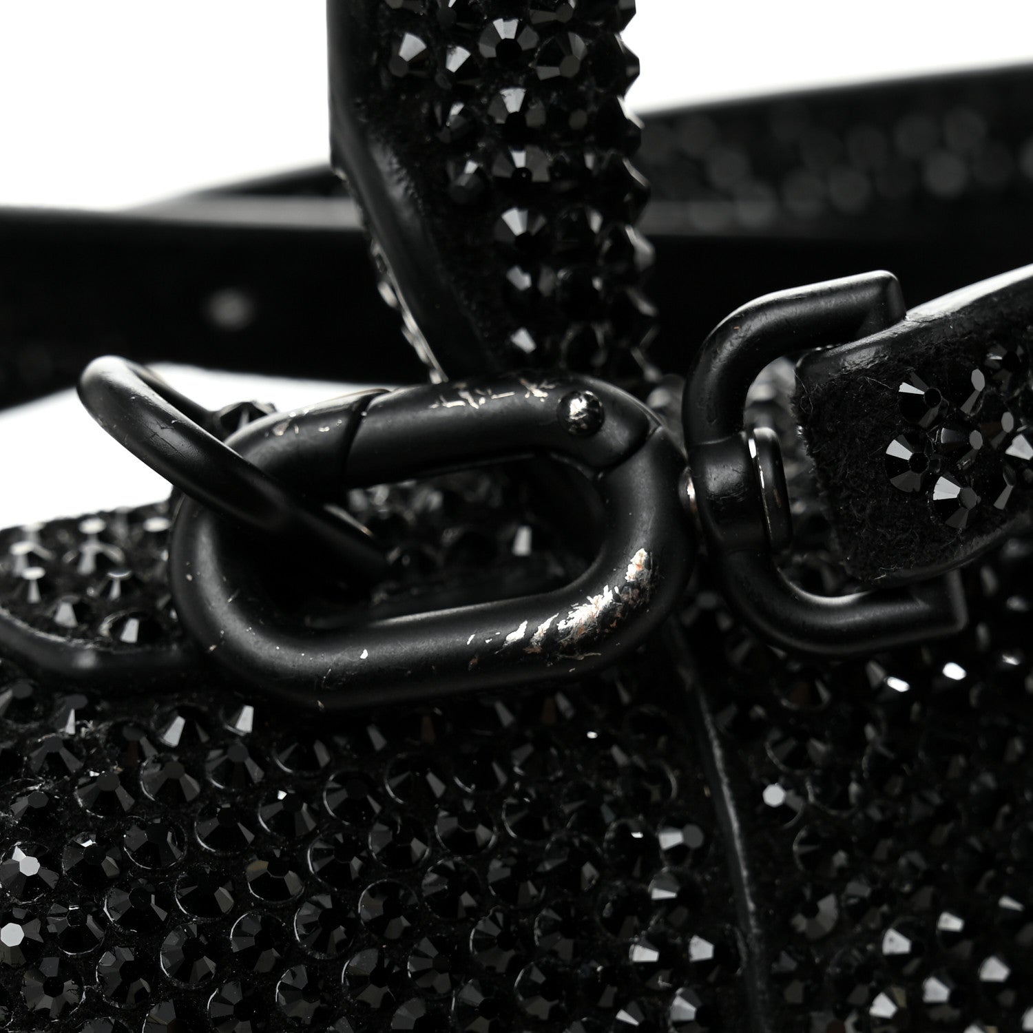 Strass Suede Hourglass Top Handle Bag XS Black Jet