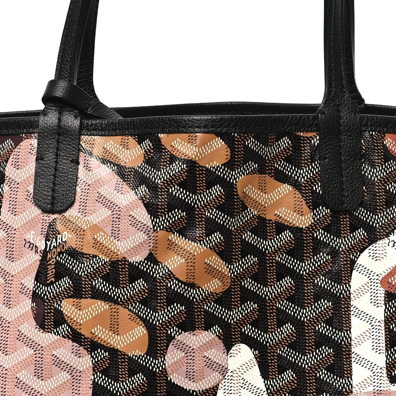 Goyardine Saint Louis Lettres Camouflage PM Black Pink Multicolor