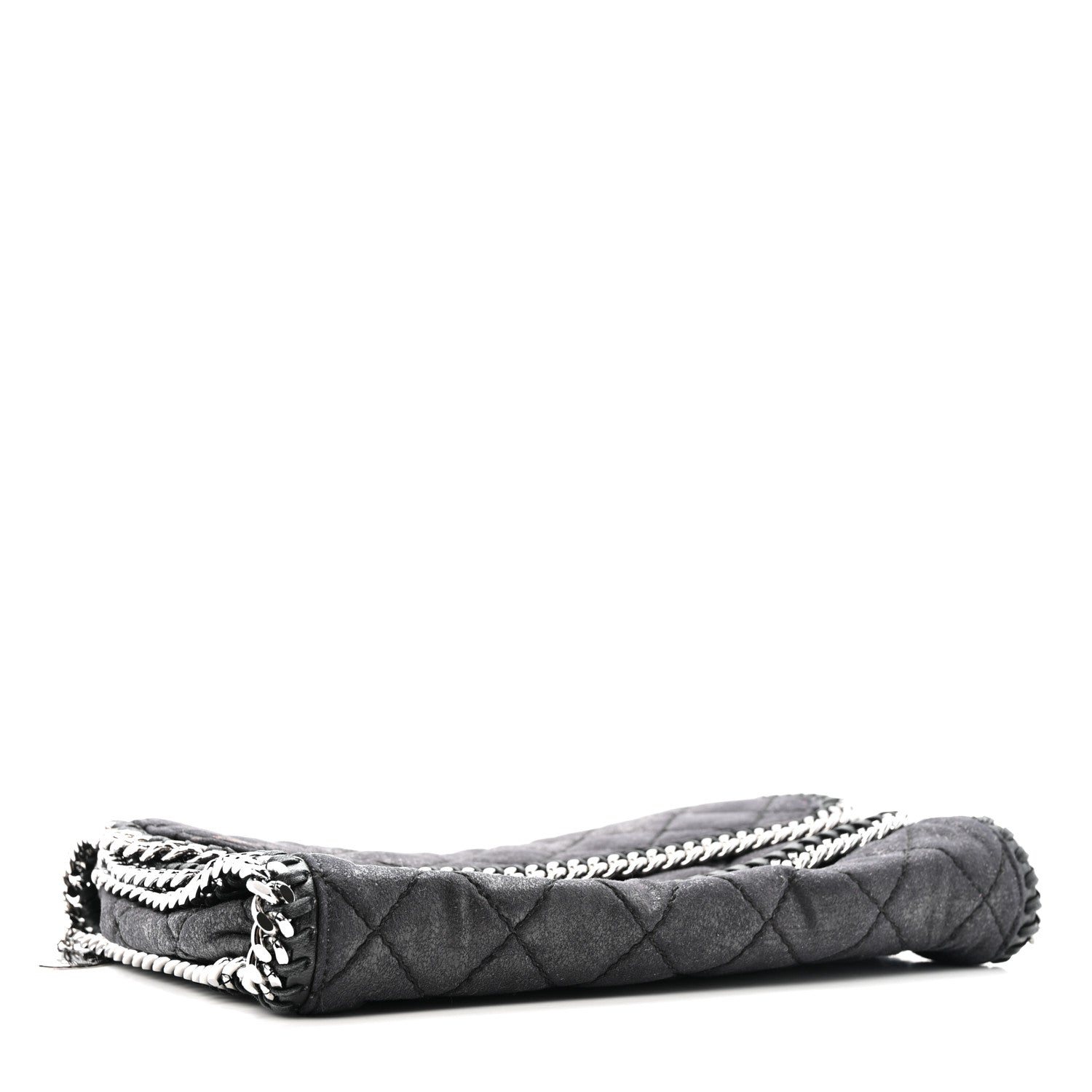 Shaggy Deer Quilted Falabella Fold Over Clutch Black