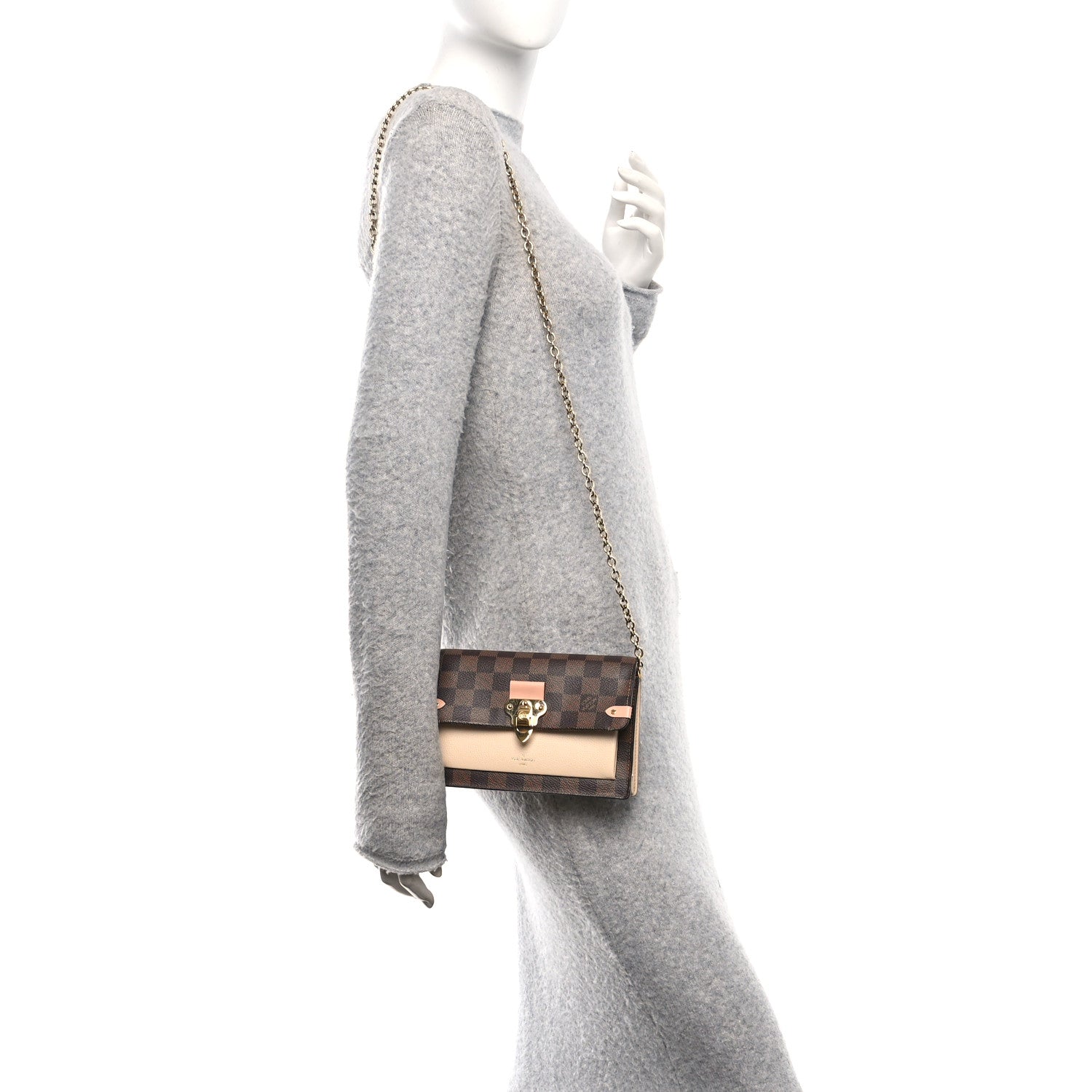 Damier Ebene Vavin Chain Wallet Creme