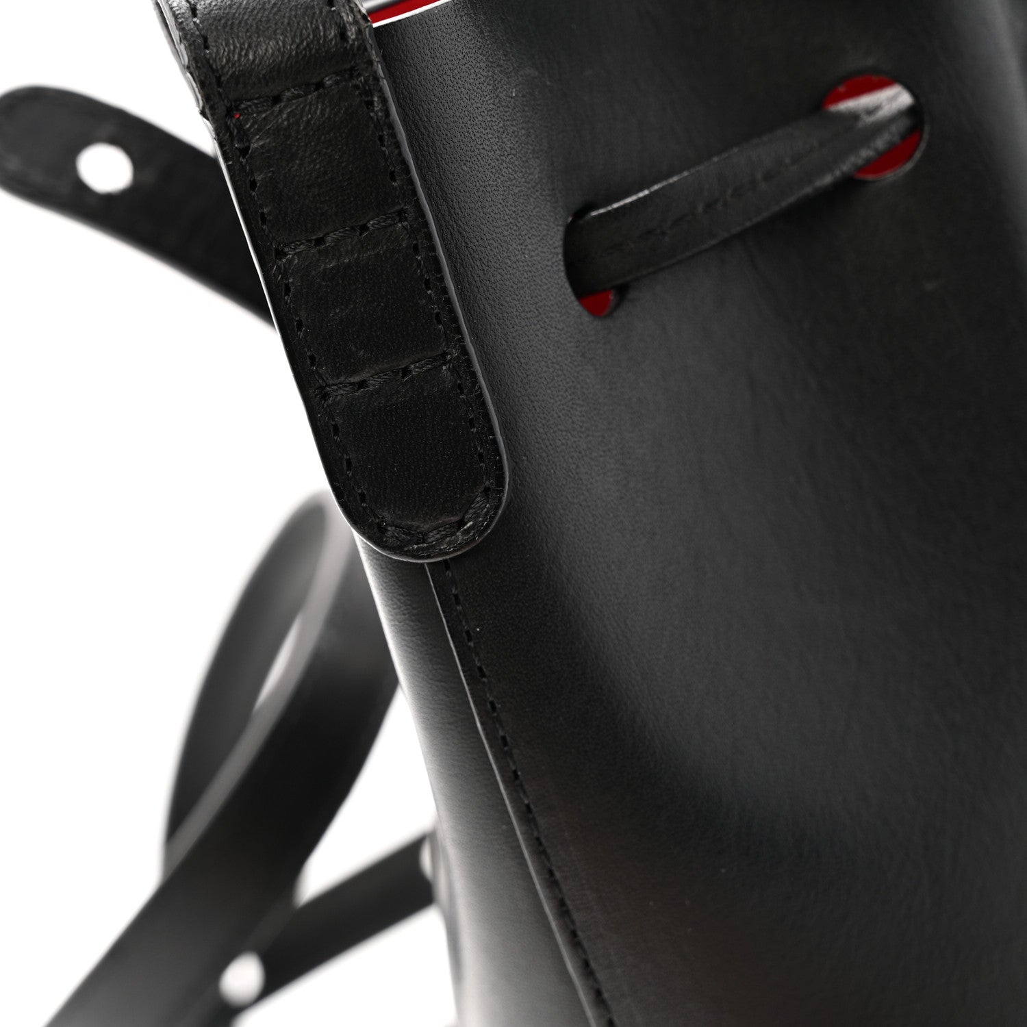 Vegetable Tanned Calfskin Mini Mini Bucket Bag Black Flamma