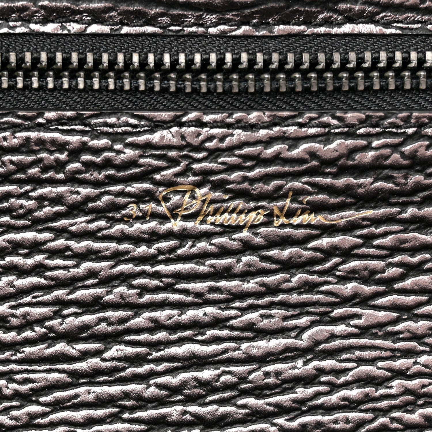 Metallic Textured Calfskin Pashli Backpack Black Mauve