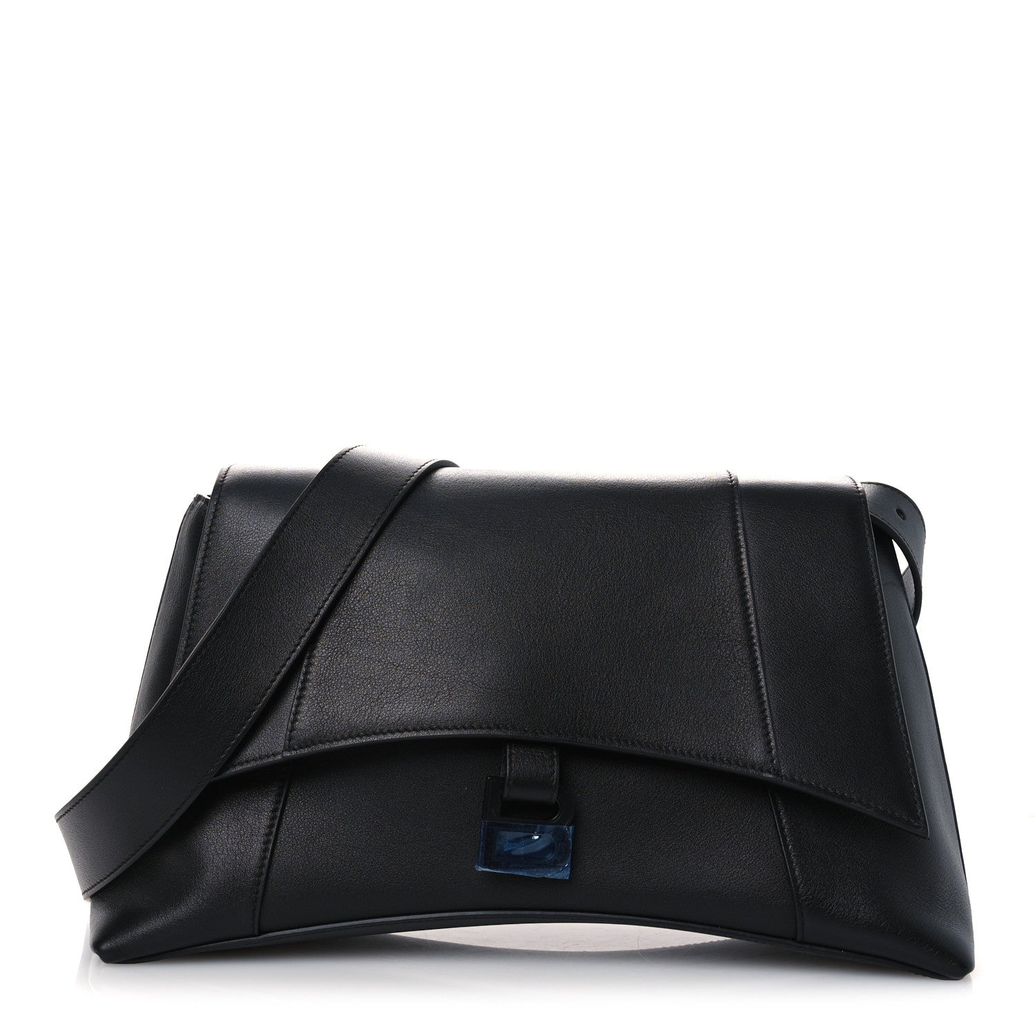 Semi Shiny Smooth Calfskin Monochrome M Downtown Shoulder Bag Black