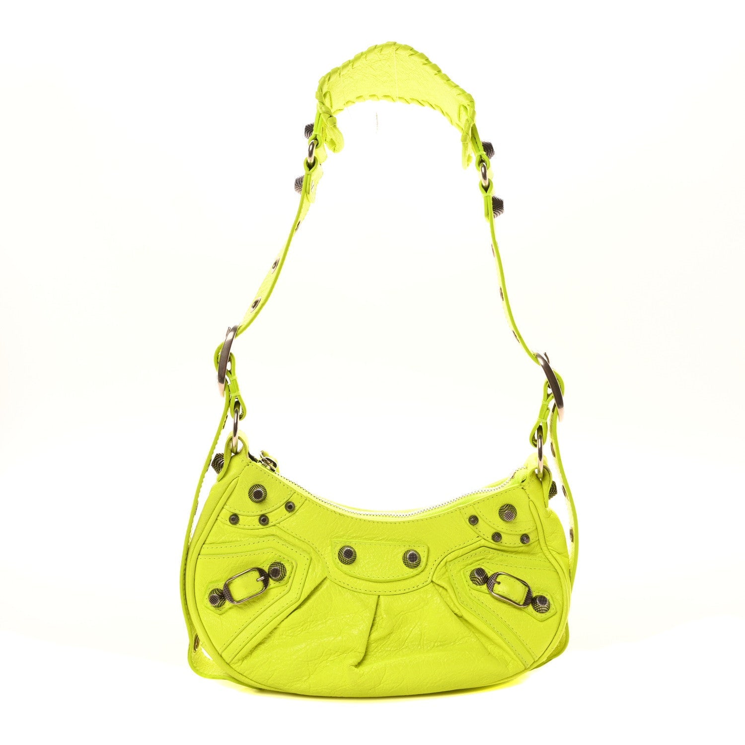 Agneau Arena Le Cagole Shoulder Bag XS Fluo Yellow
