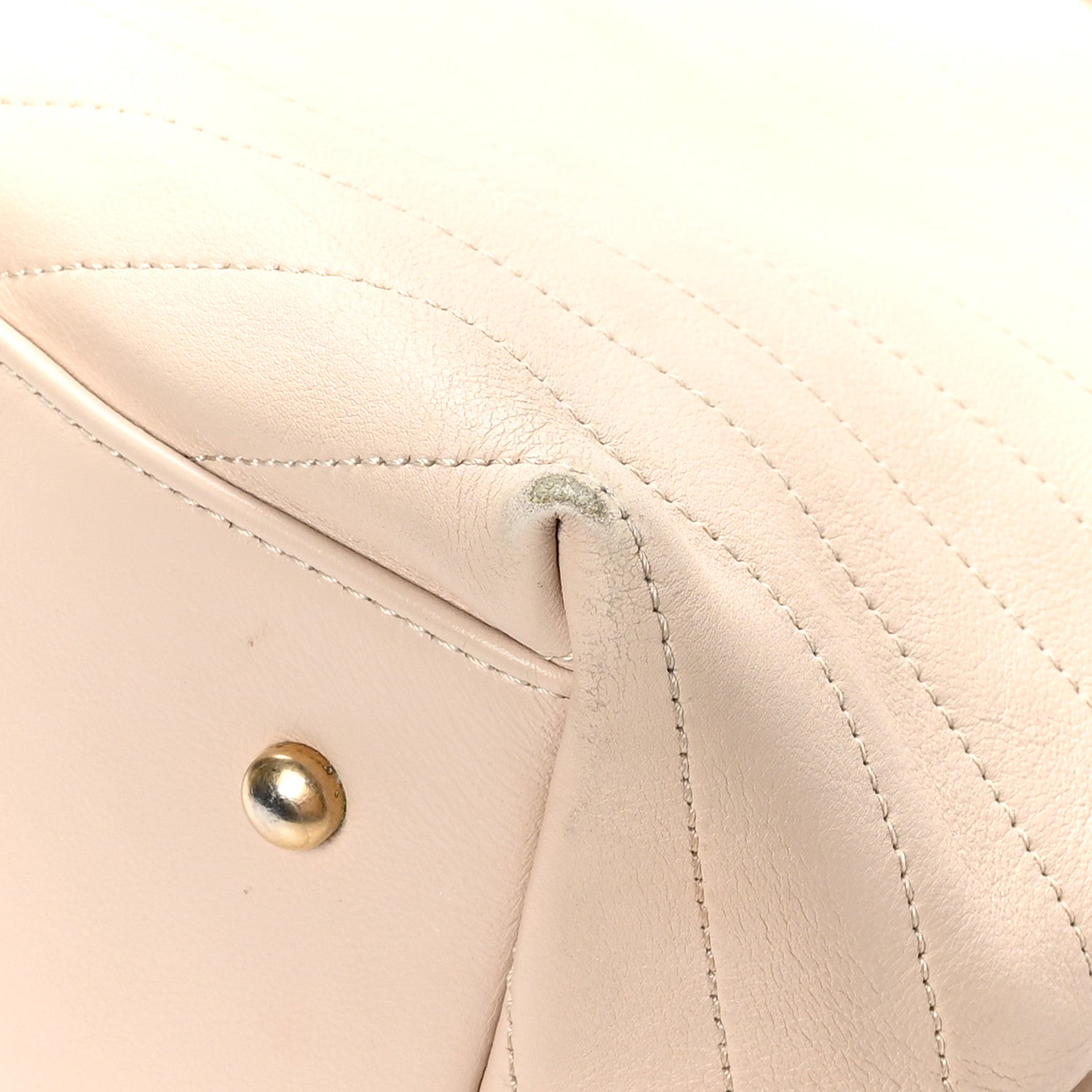 Calfskin Elaphe Stitched Large Chevron Chic Shopping Bag Beige