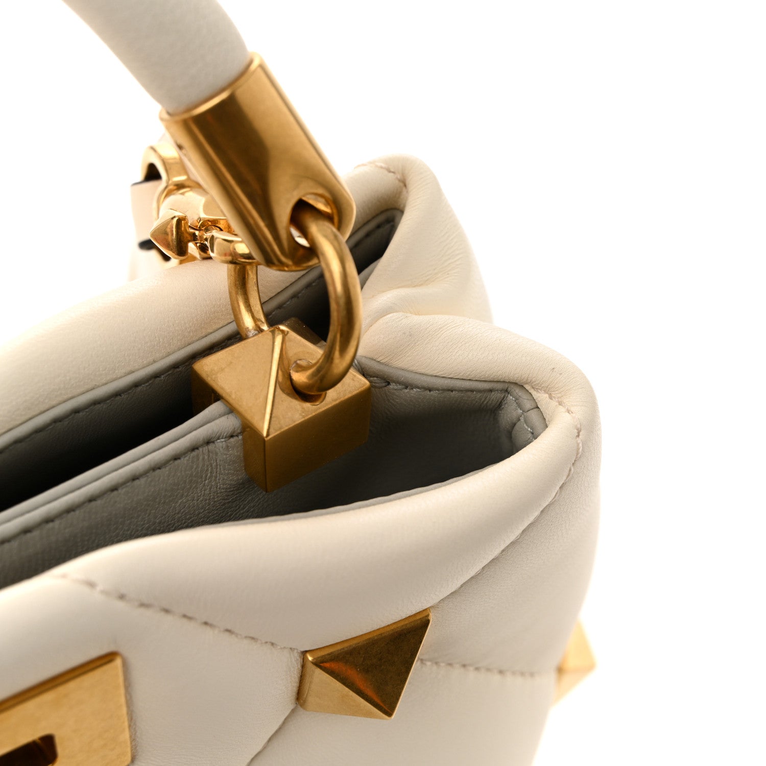 Nappa Small Roman Stud The Handle Bag Ivory