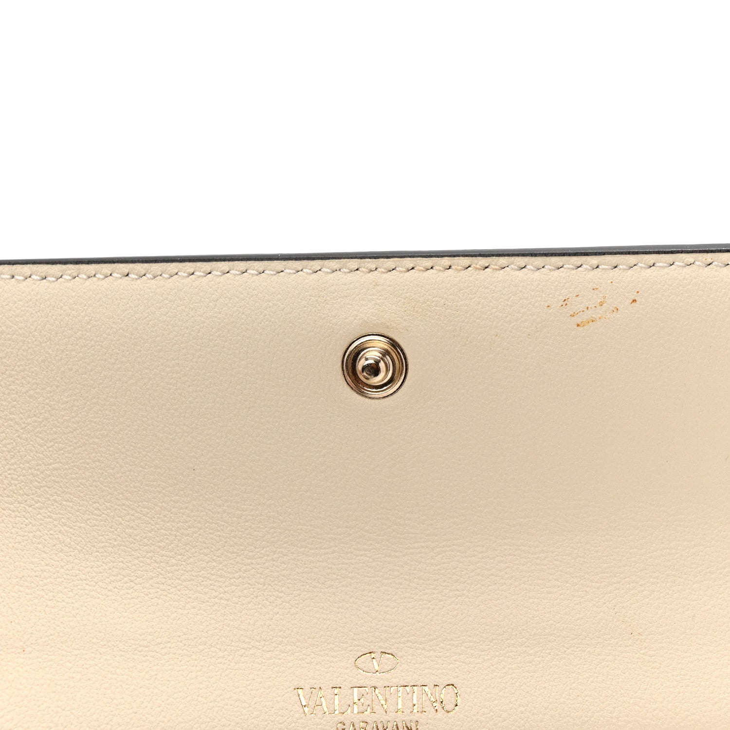 Calfskin Rockstud Wristlet Travel Wallet Light Ivory