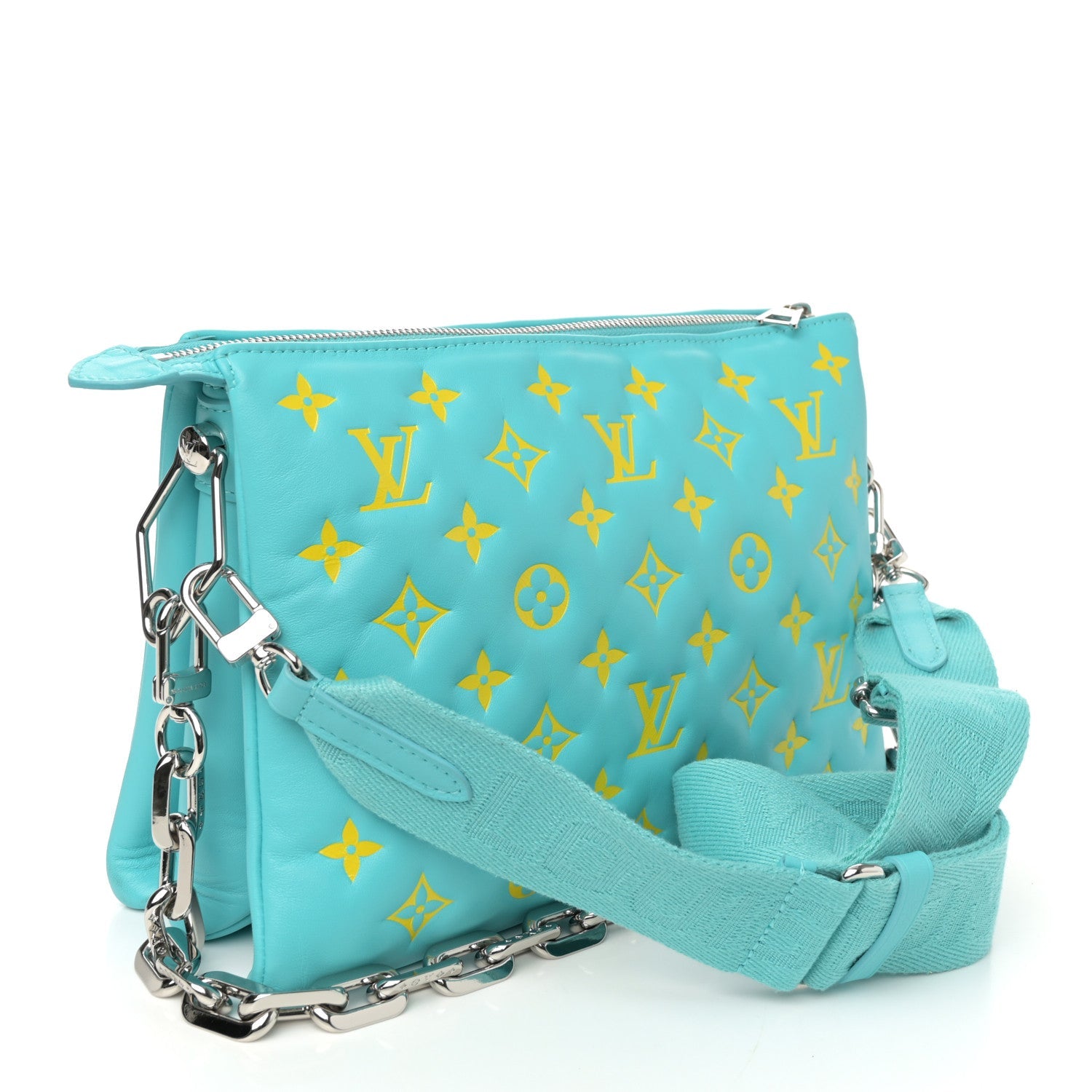 Lambskin Embossed Monogram Vuittamins Coussin PM Menthe Jaune