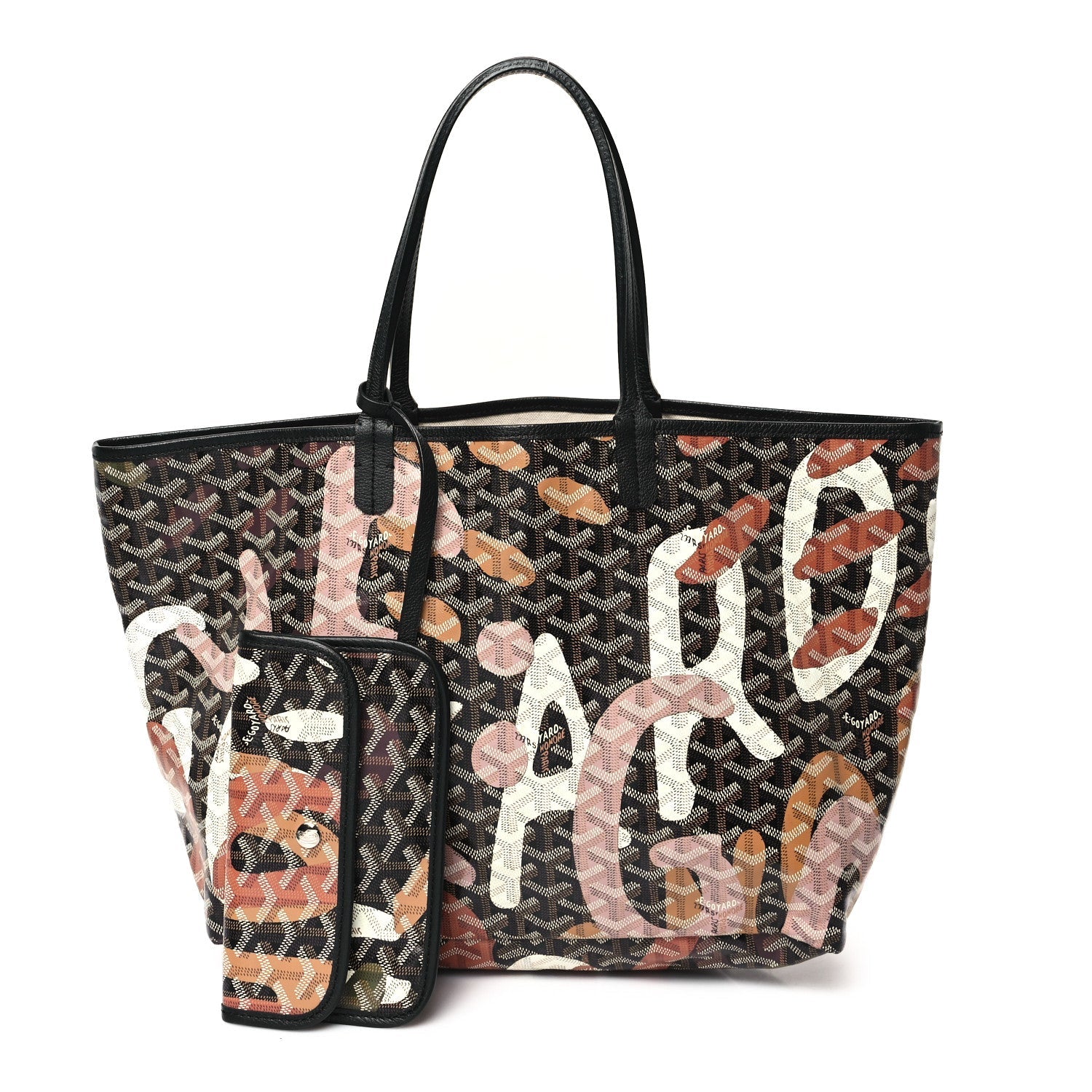 Goyardine Saint Louis Lettres Camouflage PM Black Pink Multicolor