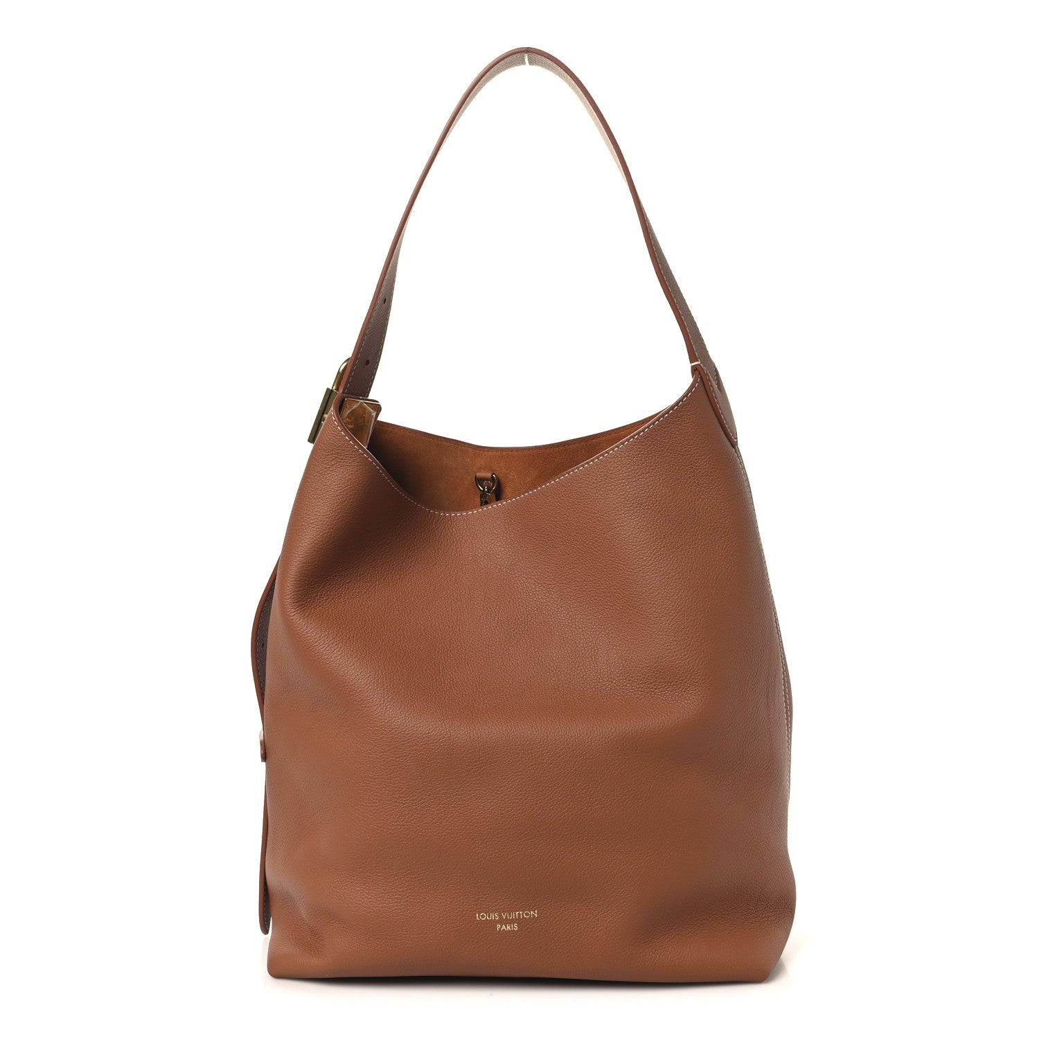 Grained Calfskin Low Key Hobo MM Cognac