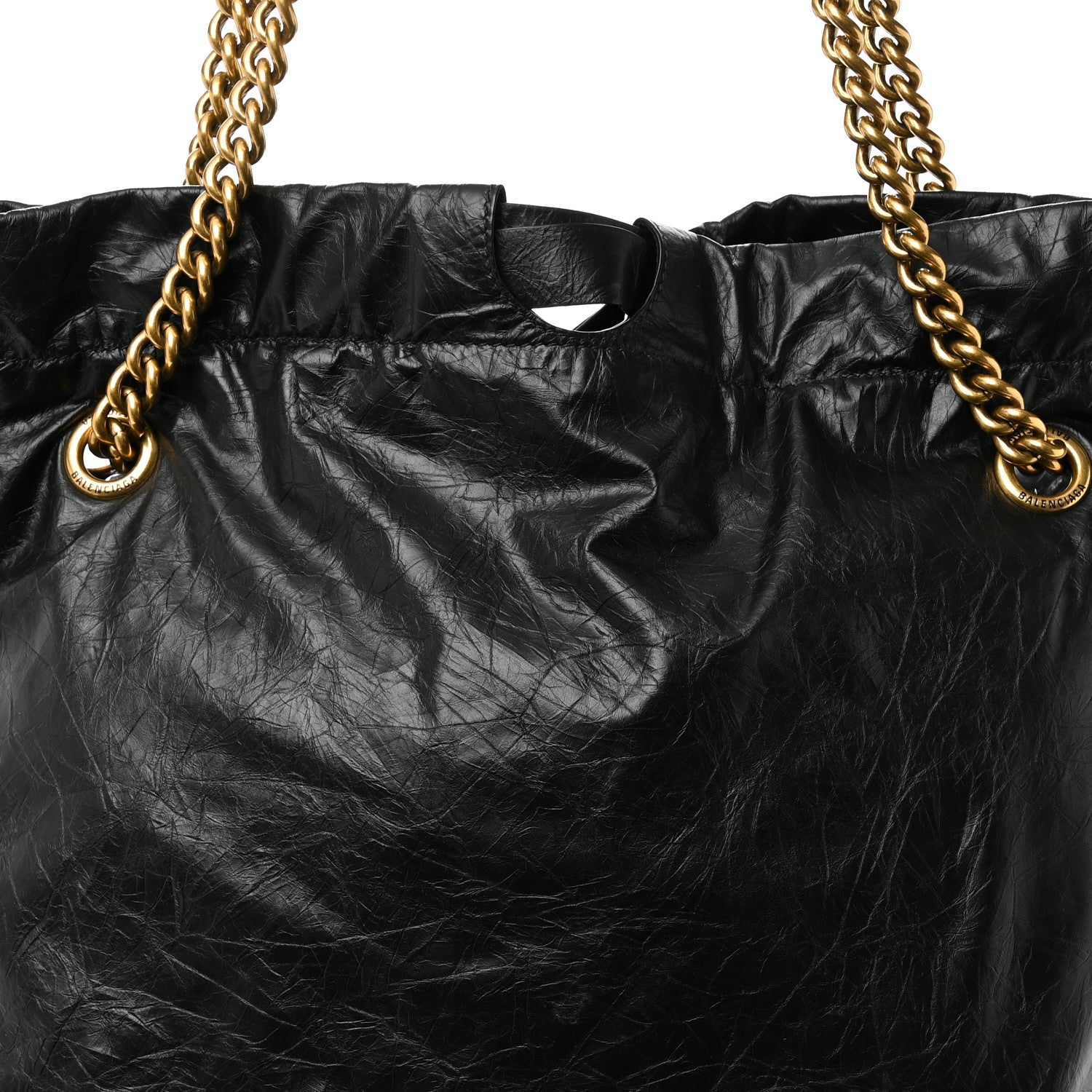 Crushed Calfskin Crush Medium Chain Tote Black