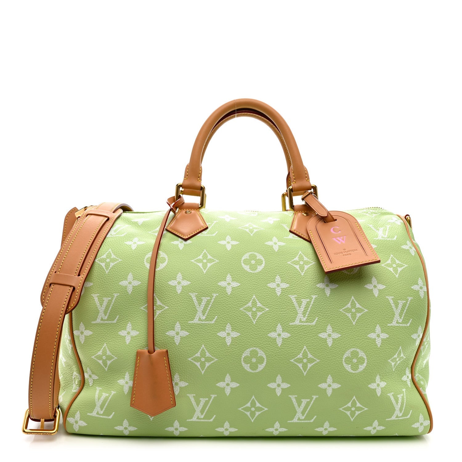 Calfskin Monogram Speedy P9 Bandouliere 40 Frozen Lime
