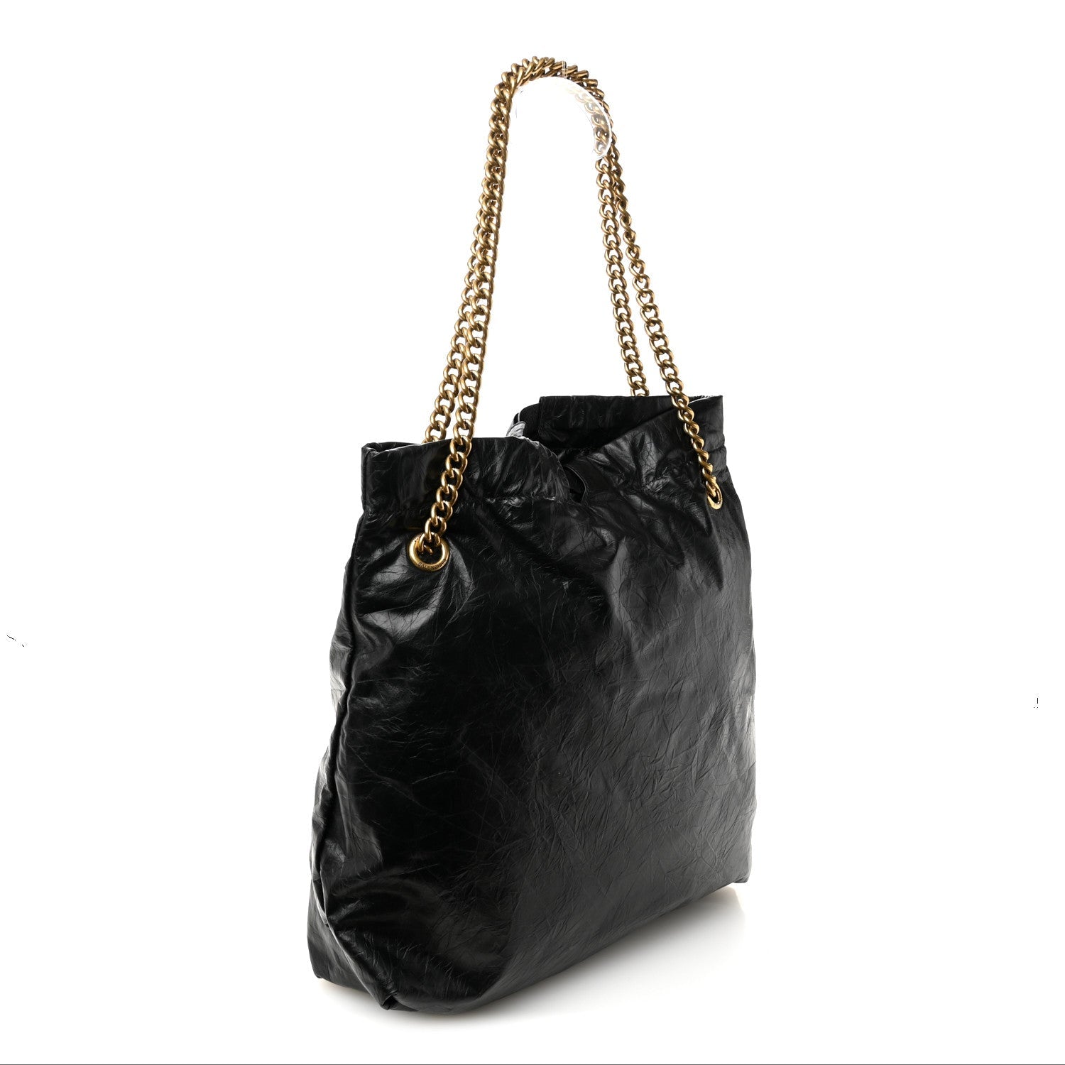 Crushed Calfskin Crush Medium Chain Tote Black