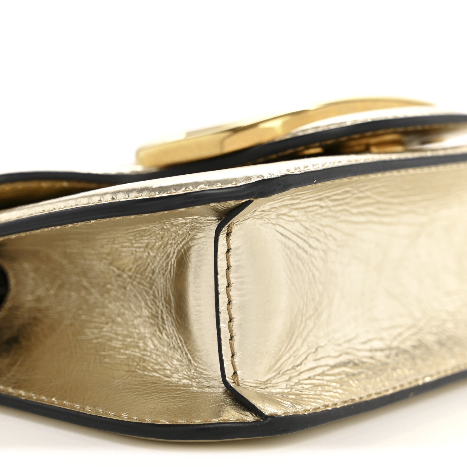 Metallic Crackle Effect Calfskin Vlogo Small Loco Shoulder Bag Platino