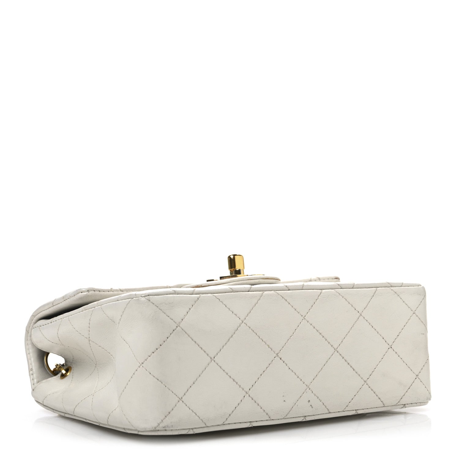 Lambskin Quilted Mini Square Flap White