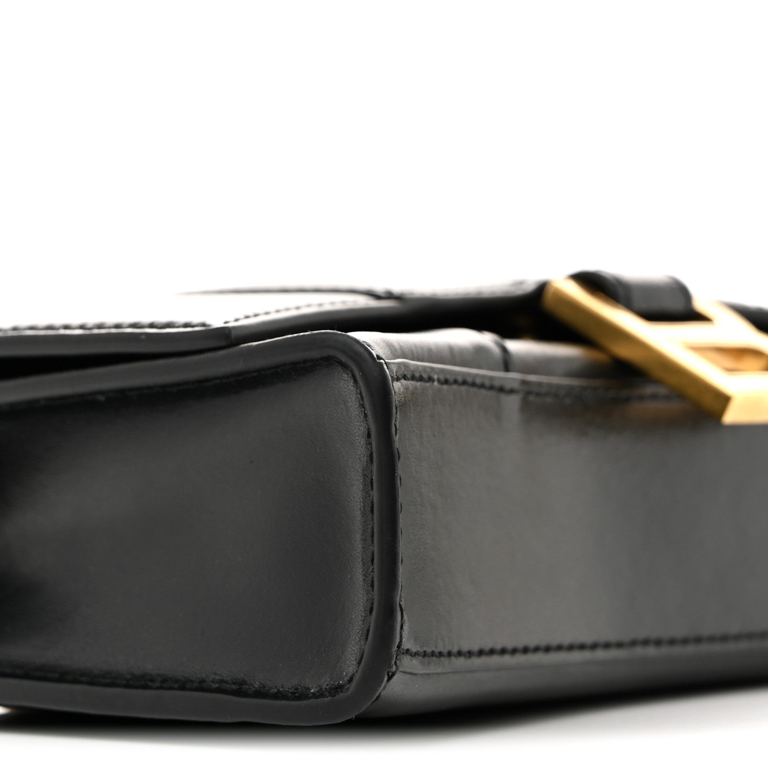 Shiny Box Calfskin Hourglass Chain Bag Black