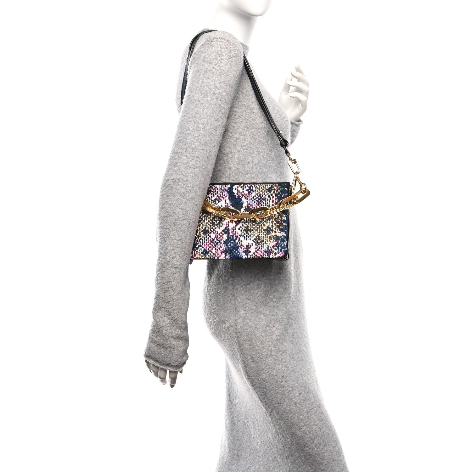 Lambskin Satin Sequin Embellished Monogram Coussin BB Black Multicolor