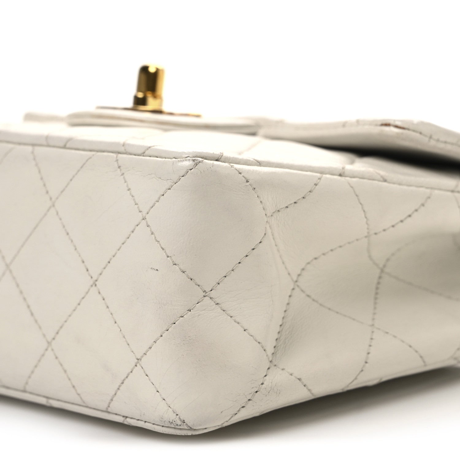 Lambskin Quilted Mini Square Flap White