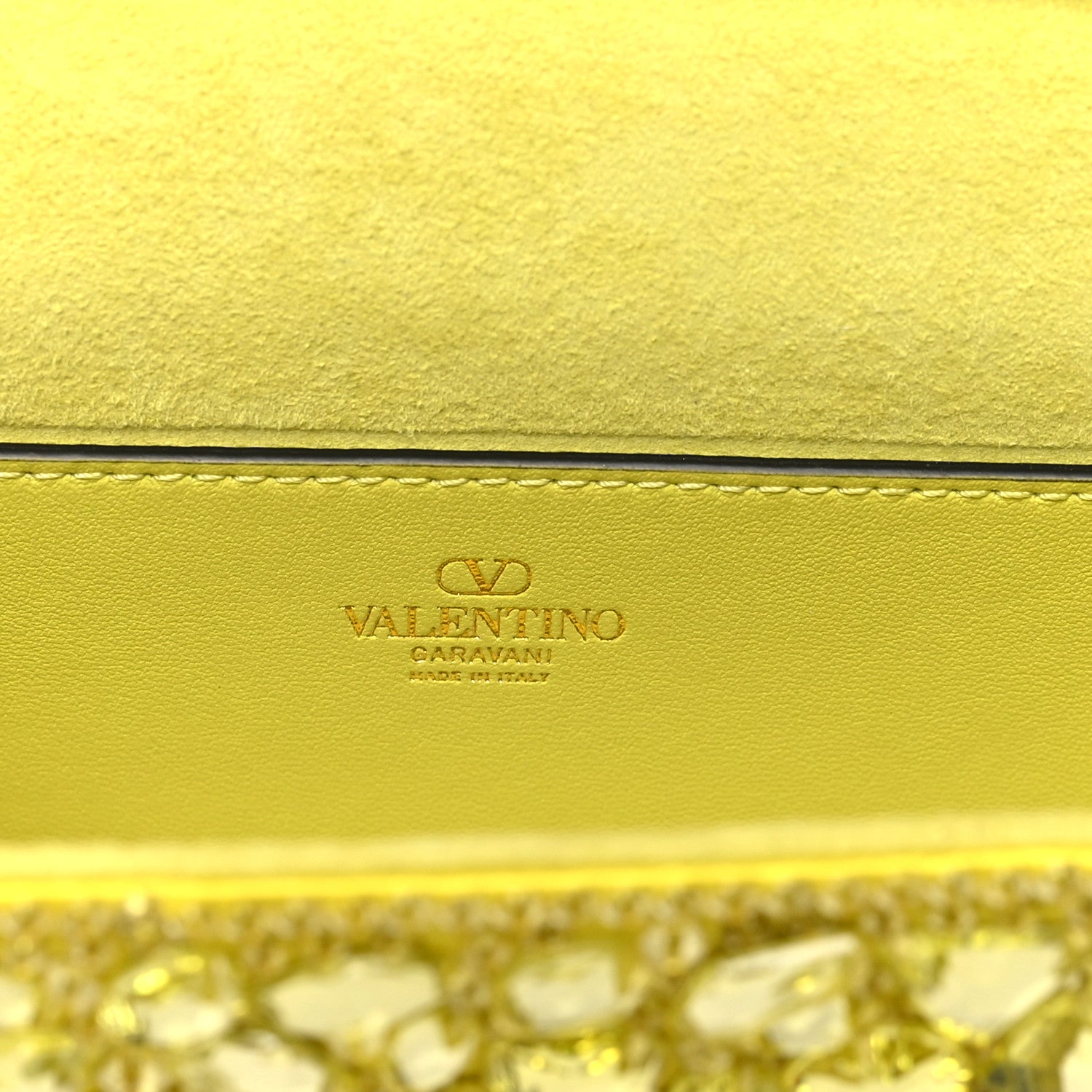 Crystal Nappa Enamel Vlogo Small Loco Shoulder Bag Lemon Cedar