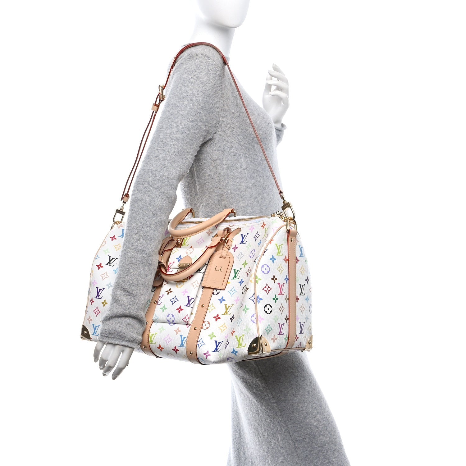 LV X TM Monogram Multicolor Keepall Bandouliere 45 White