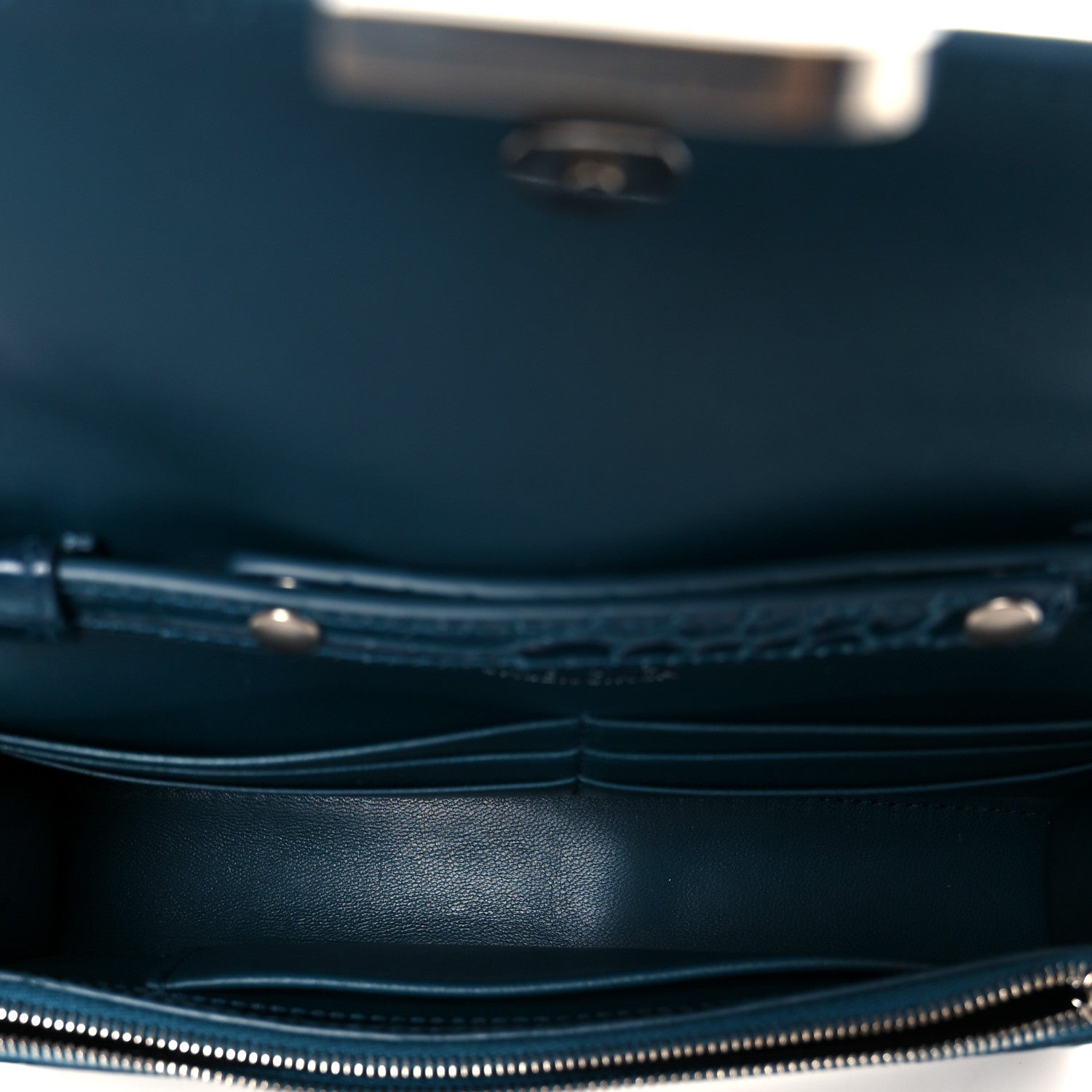 Shiny Calfskin Crocodile Embossed Hourglass Chain Bag Forest Green