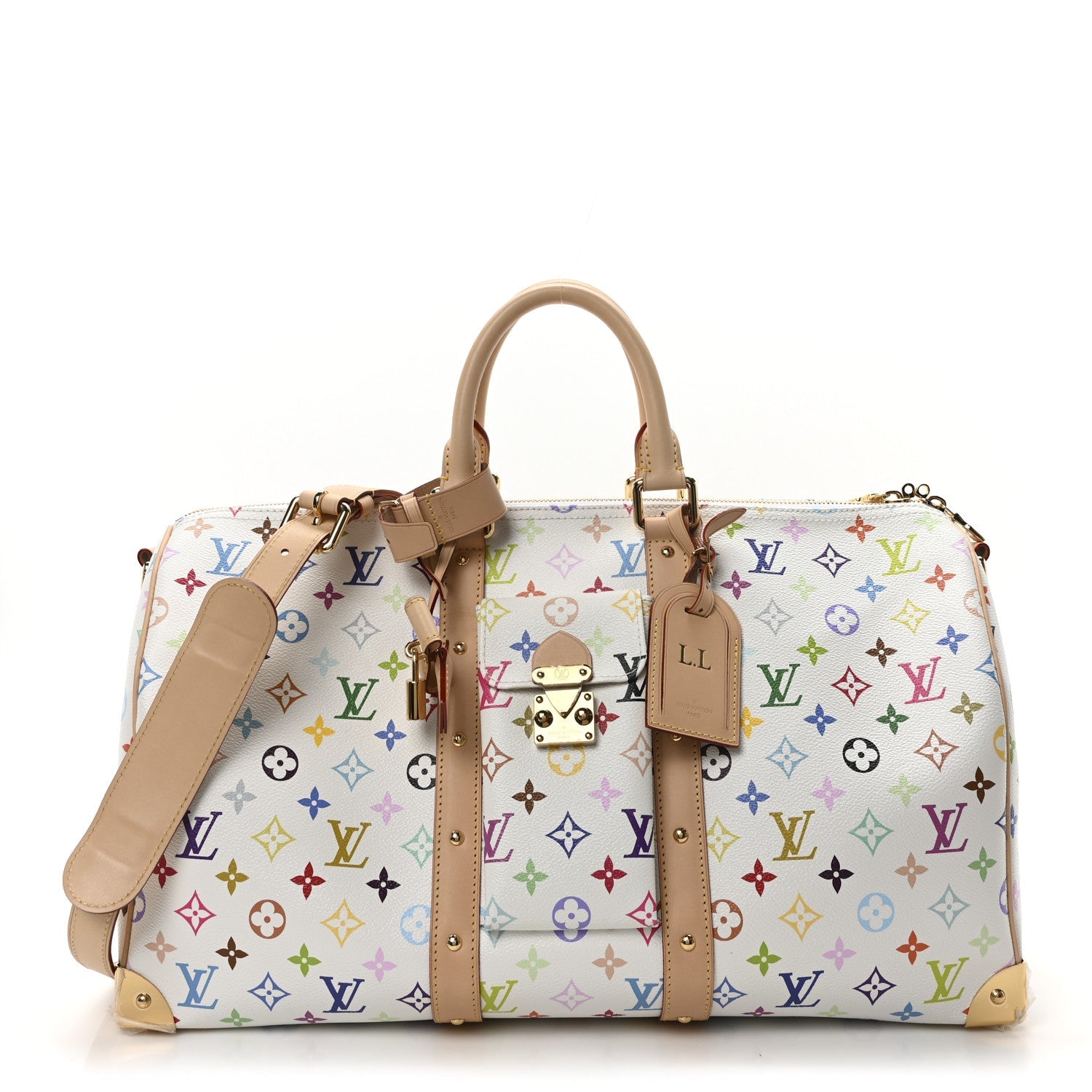 LV X TM Monogram Multicolor Keepall Bandouliere 45 White