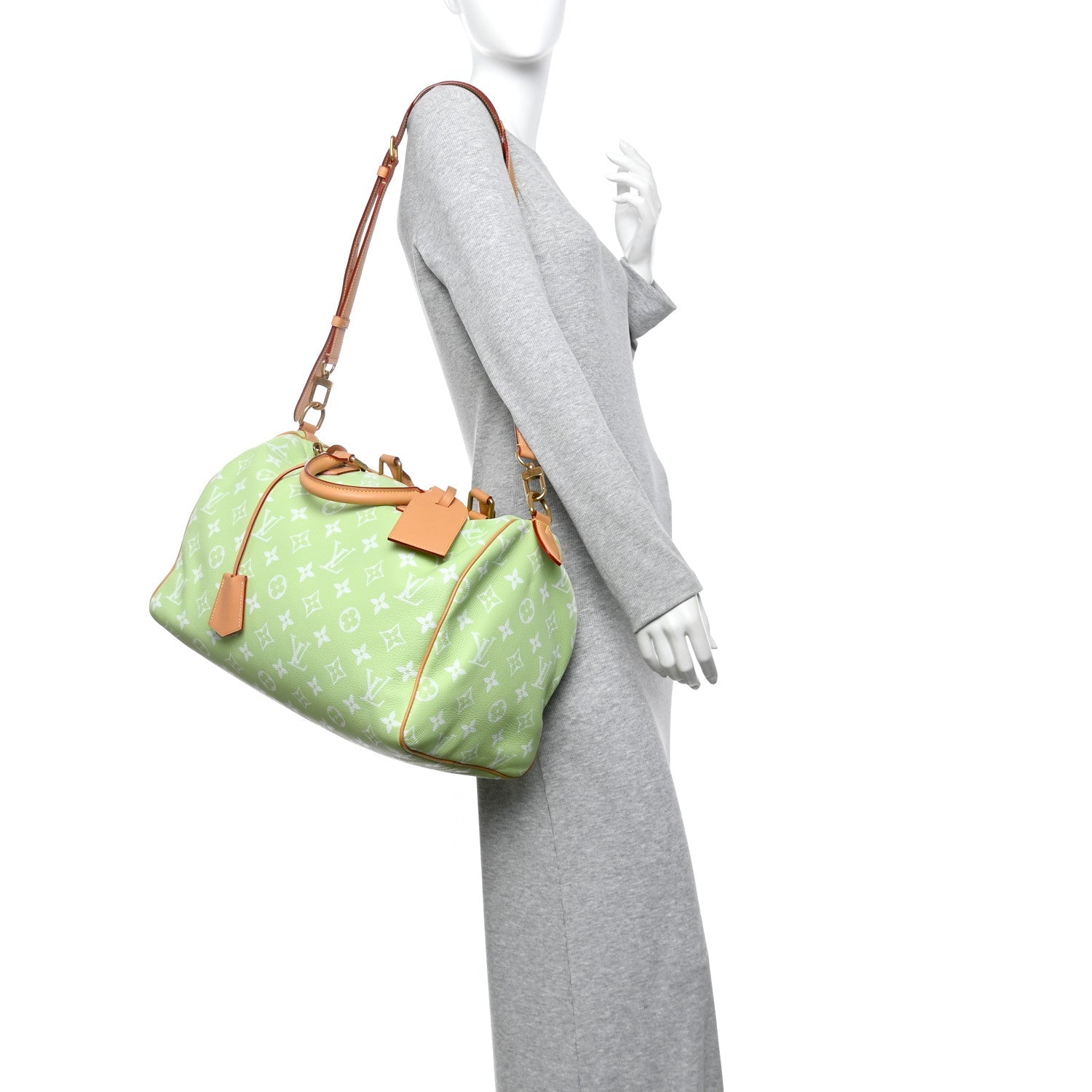 Calfskin Monogram Speedy P9 Bandouliere 40 Frozen Lime