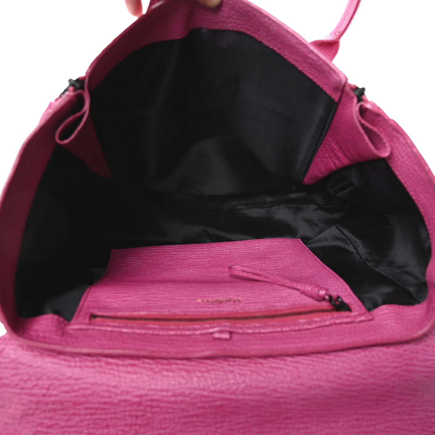 Textured Calfskin Large Pashli Satchel Bright Fuchsia