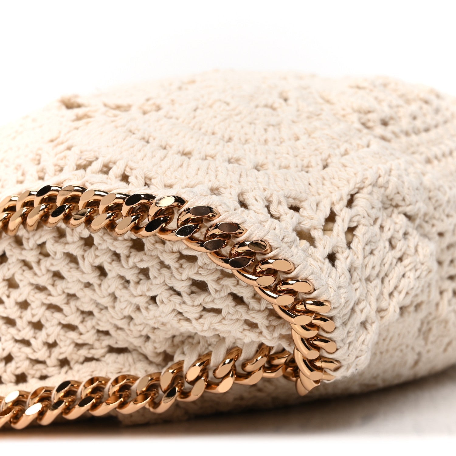 Cotton Crochet Falabella Ajouree Tote Bag White