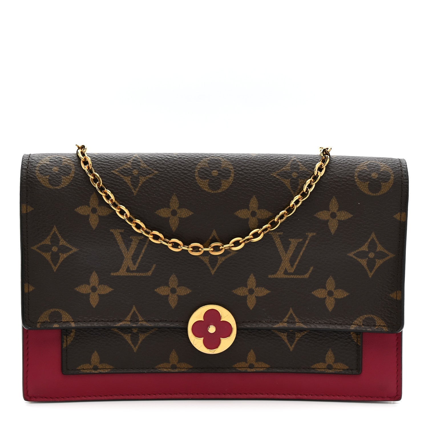 Monogram Flore Chain Wallet Fuchsia