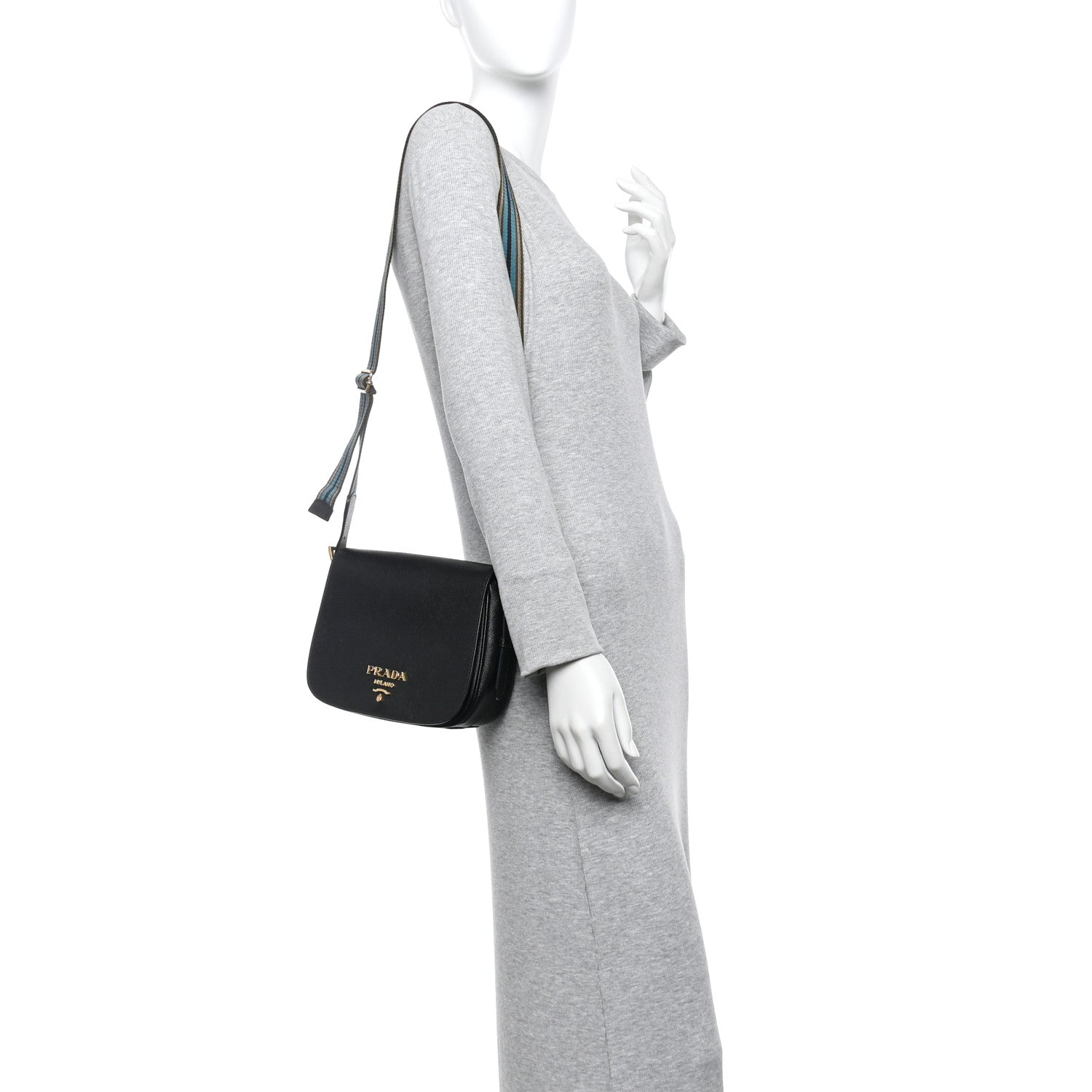 Saffiano Flap Crossbody Black