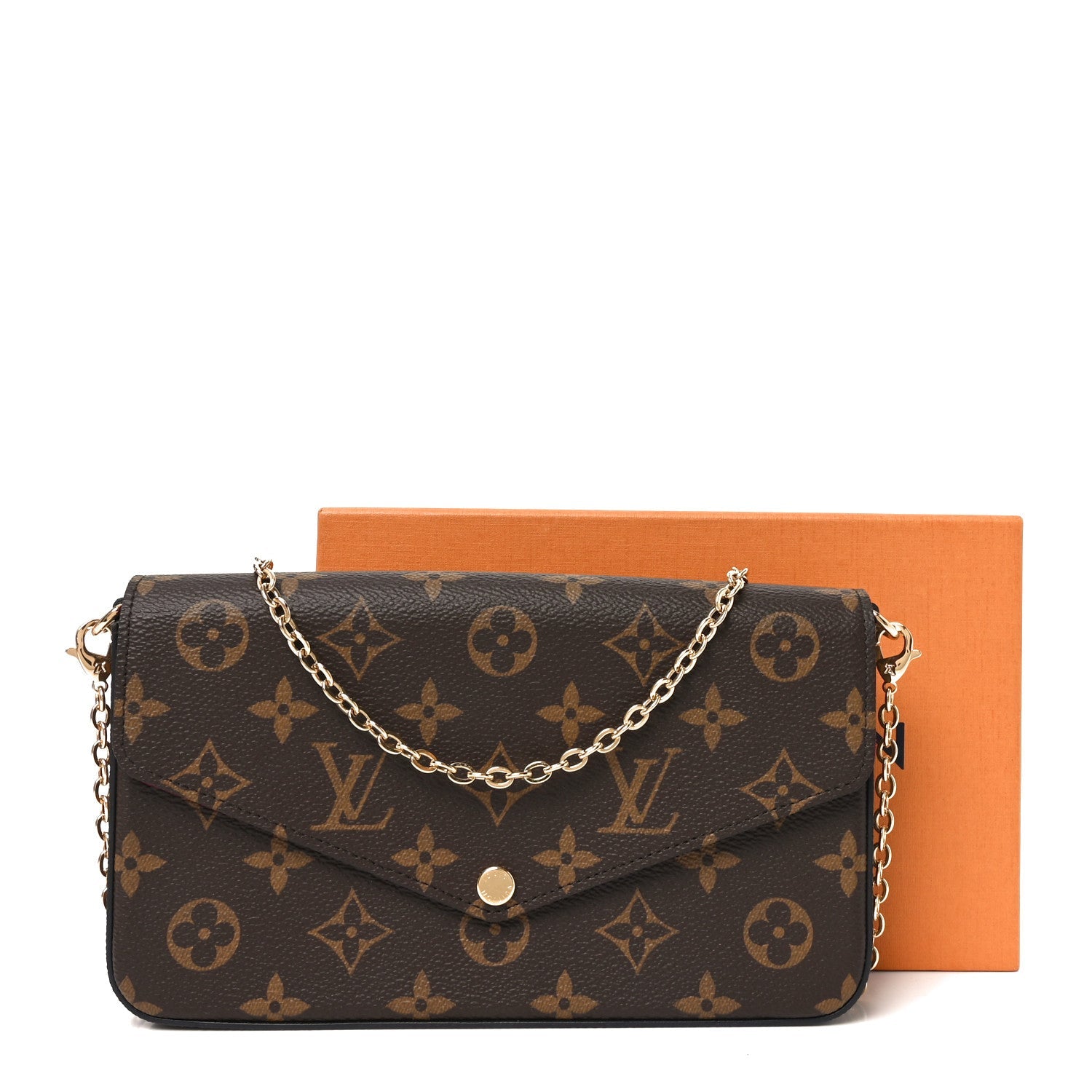 Monogram Pochette Felicie Chain Wallet Fuchsia