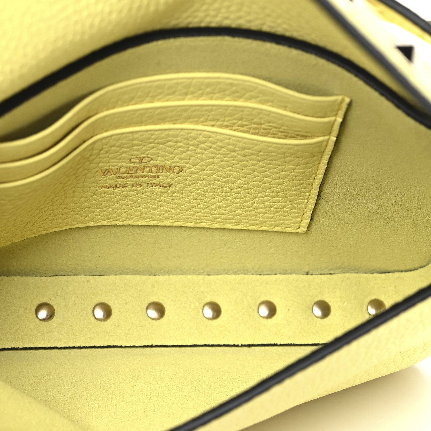 Grainy Calfskin Rockstud Crossbody Pouch Lime Sorbet