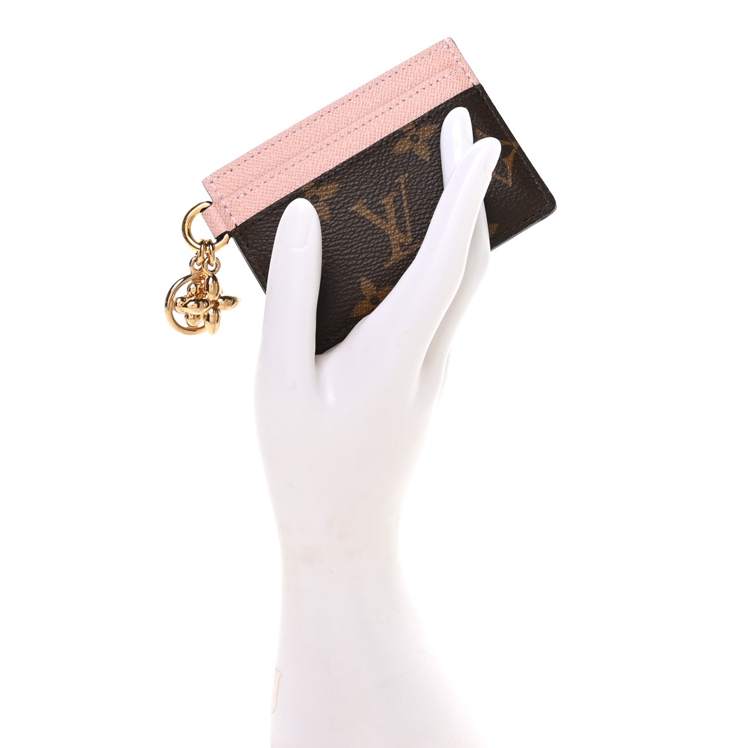 Monogram LV Charms Card Holder Rose Ballerine