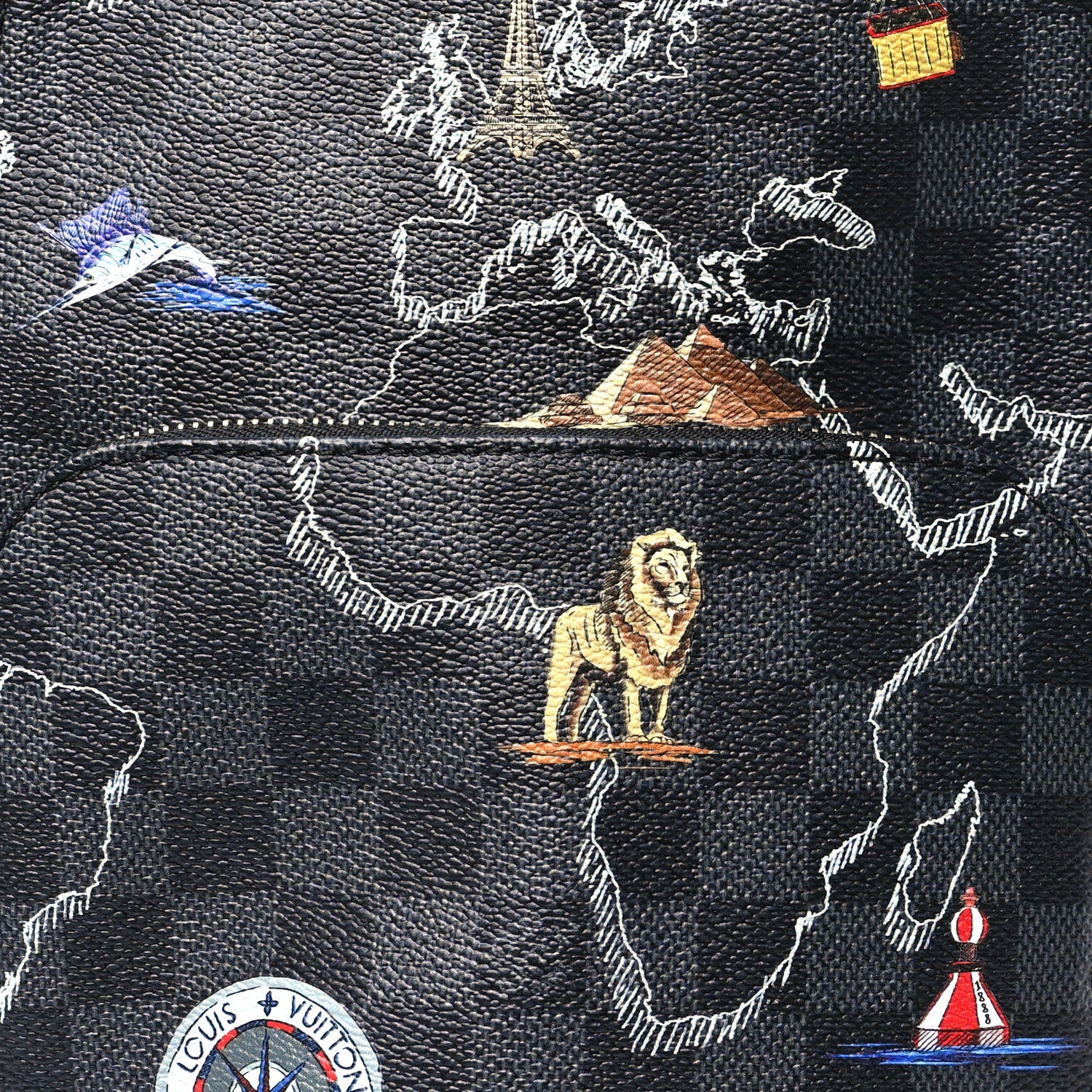 Damier Graphite World Map Avenue Sling Backpack