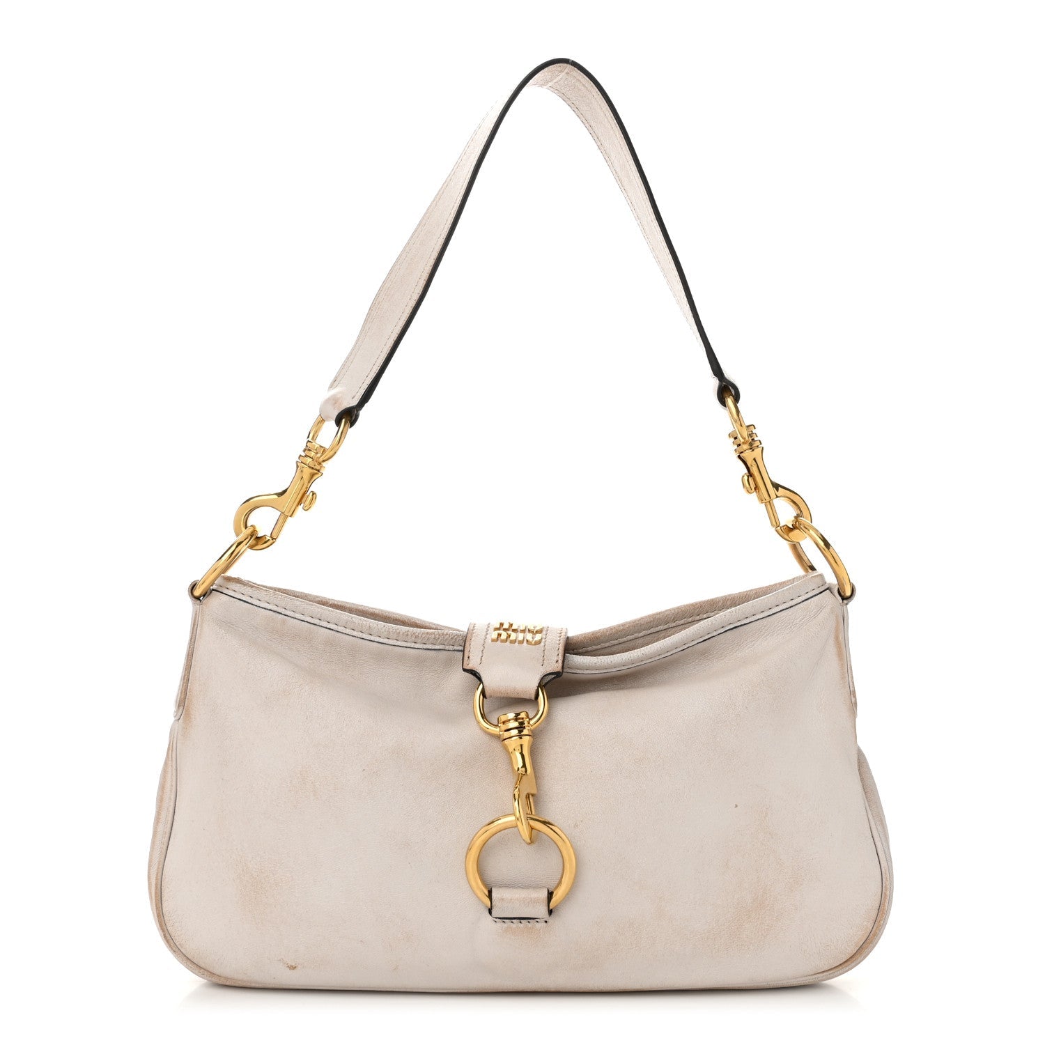 Nappa Old Hook Shoulder Bag Sabbia White