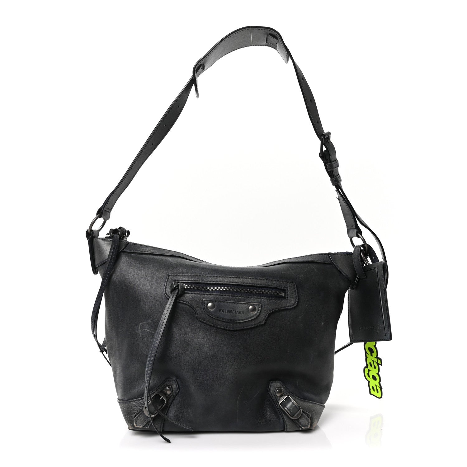 Used Calfskin Silver Hardware Small Neo Classic City Navy