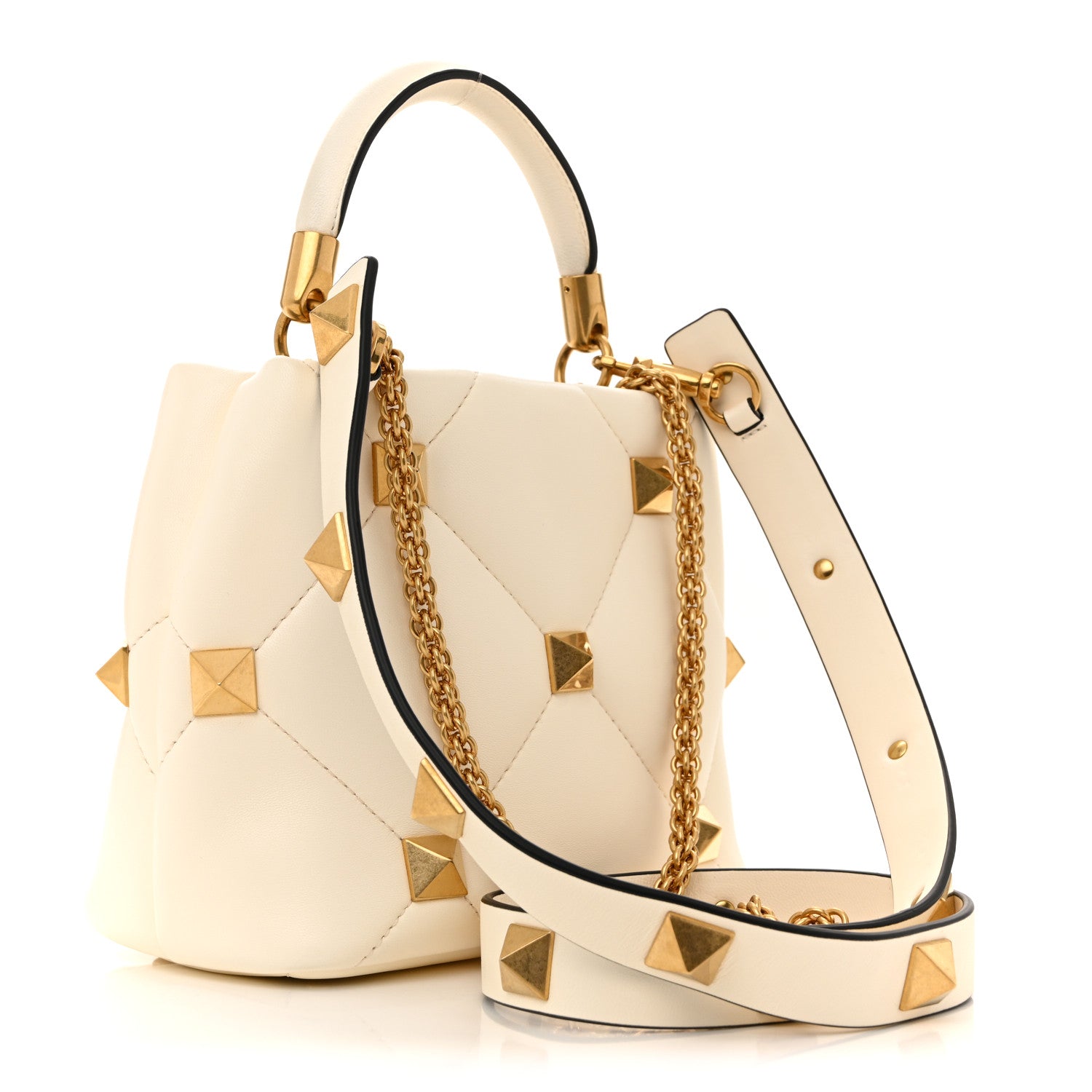 Nappa Small Roman Stud The Handle Bag Ivory