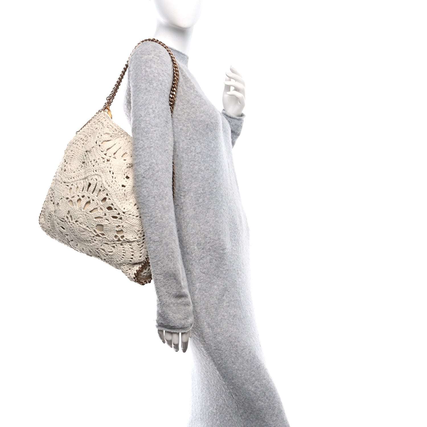 Cotton Crochet Falabella Ajouree Tote Bag White