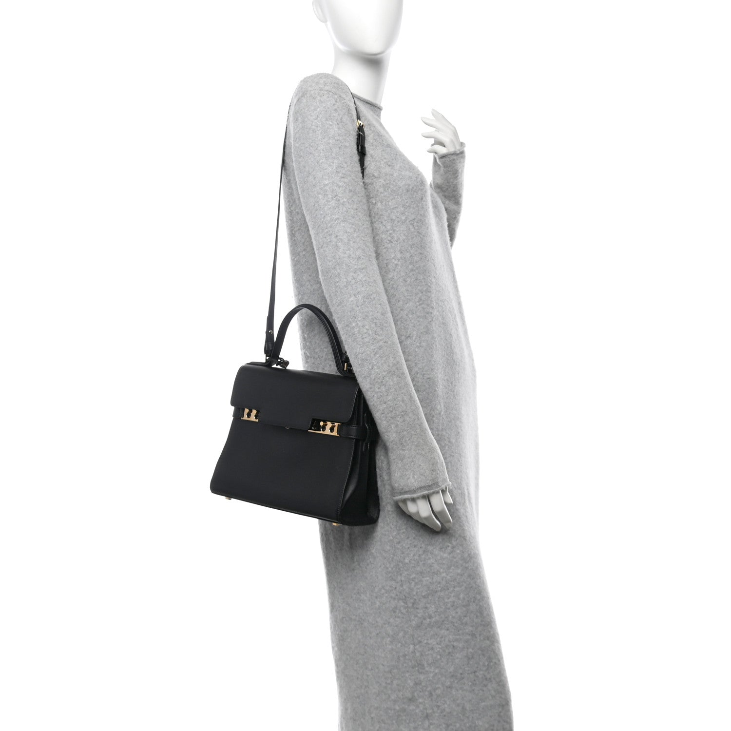 Calfskin MM Tempete Satchel Black